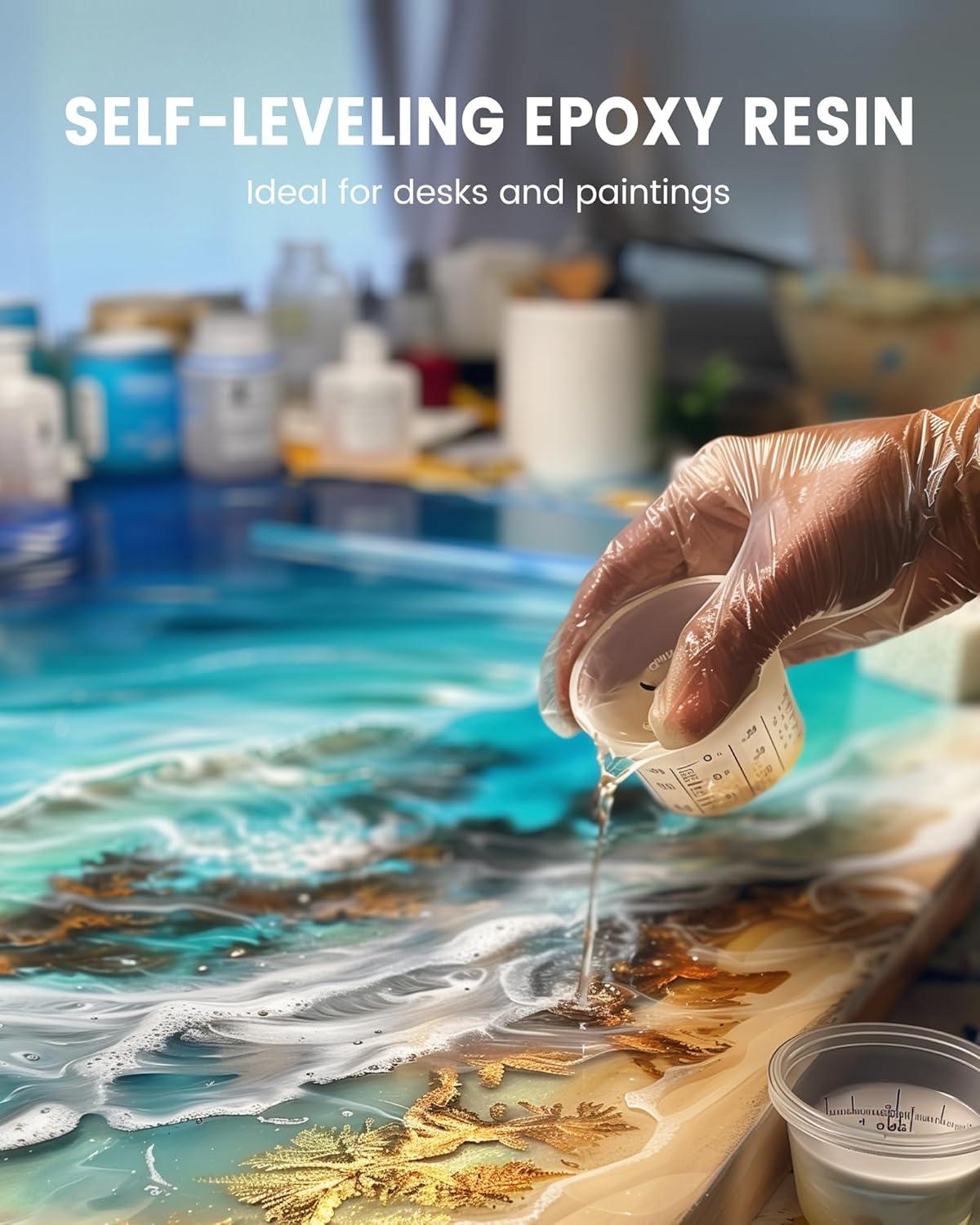 imageSUNLU Epoxy Resin Kit 48OZ Crystal Clear Epoxy Resin No Bubble No Yellow Easy to Mix 21 Ratio Self Leveling Art Resin for Casting Coating Jewelry Making River Table Tops Gift32OZ16OZ