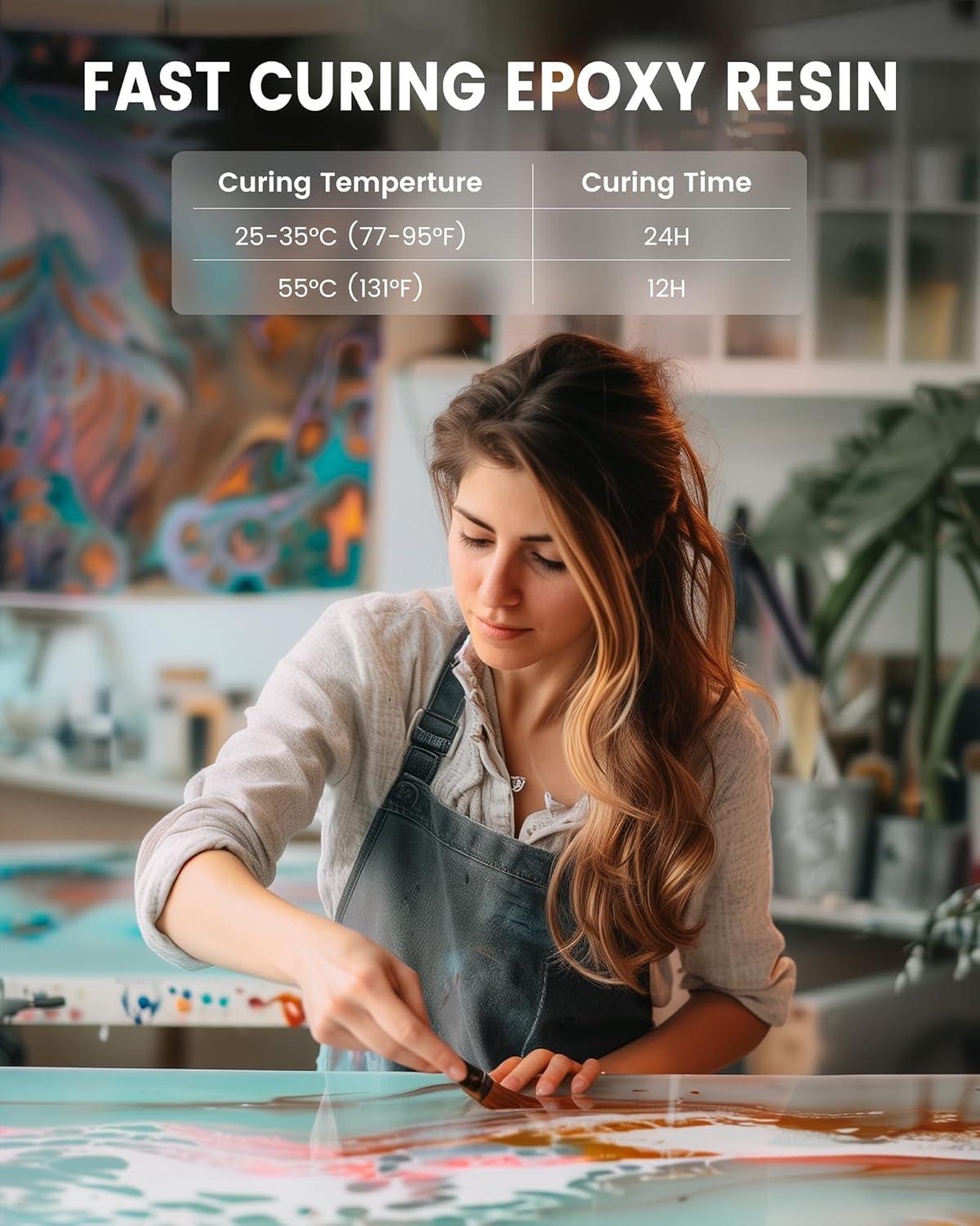 imageSUNLU Epoxy Resin Kit 48OZ Crystal Clear Epoxy Resin No Bubble No Yellow Easy to Mix 21 Ratio Self Leveling Art Resin for Casting Coating Jewelry Making River Table Tops Gift32OZ16OZ