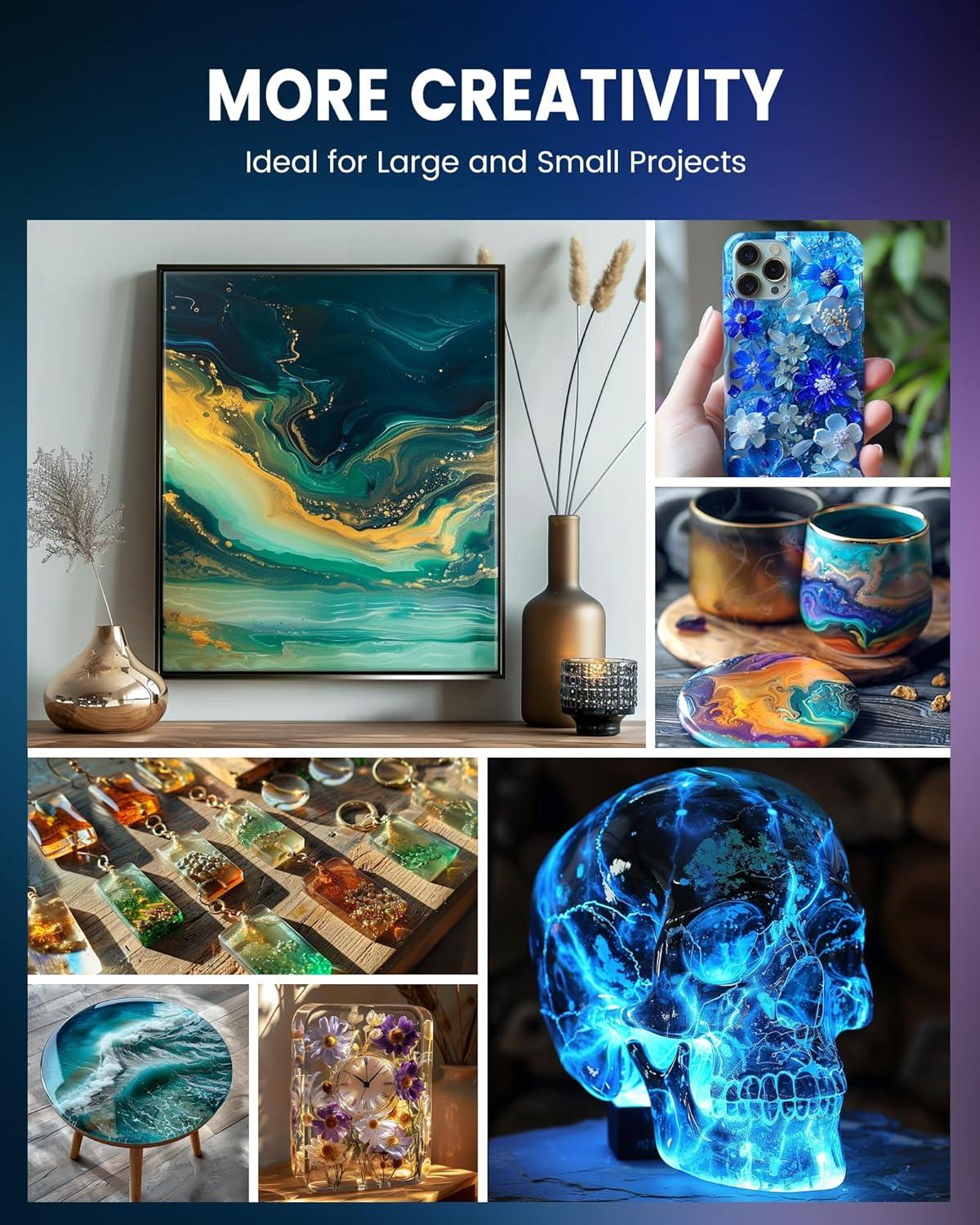 imageSUNLU Epoxy Resin Kit 48OZ Crystal Clear Epoxy Resin No Bubble No Yellow Easy to Mix 21 Ratio Self Leveling Art Resin for Casting Coating Jewelry Making River Table Tops Gift32OZ16OZ