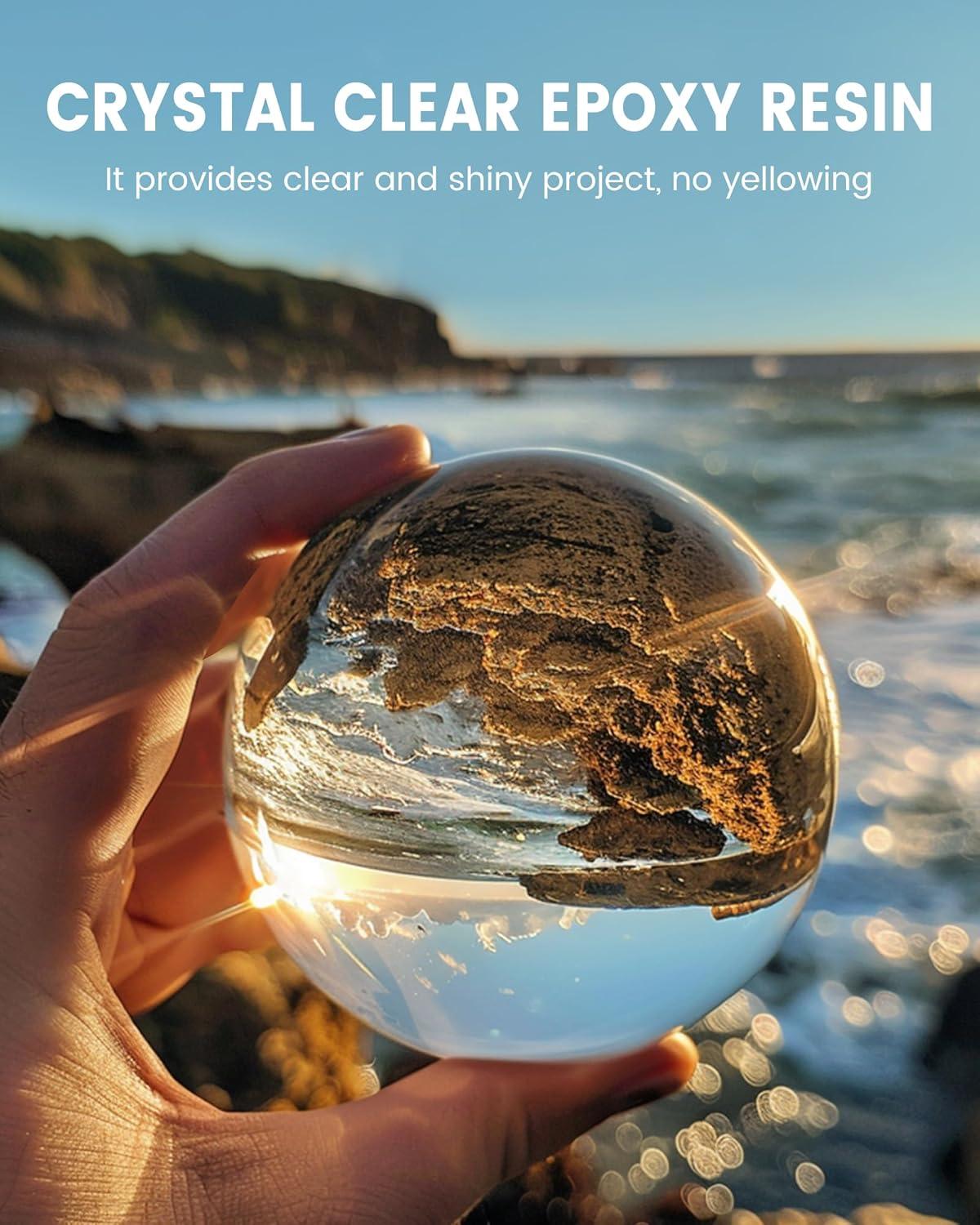 imageSUNLU Epoxy Resin Kit 48OZ Crystal Clear Epoxy Resin No Bubble No Yellow Easy to Mix 21 Ratio Self Leveling Art Resin for Casting Coating Jewelry Making River Table Tops Gift32OZ16OZ