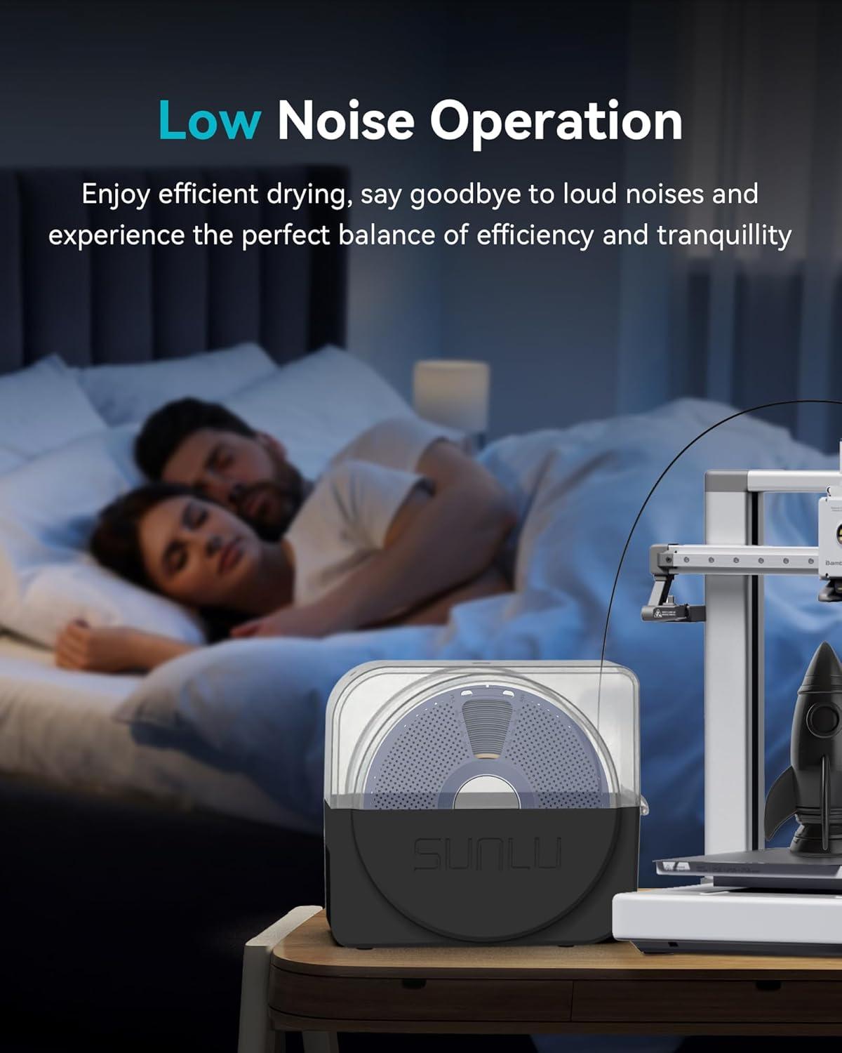 imageSUNLU Filament Dryer Box for 3D Printer Filament S1 Plus Filament Dehydrator with Fan Design Filament Storage can Keep 175 285 300mm PLA PETG ABS Filament Dry During 3D Printing BlackBlack