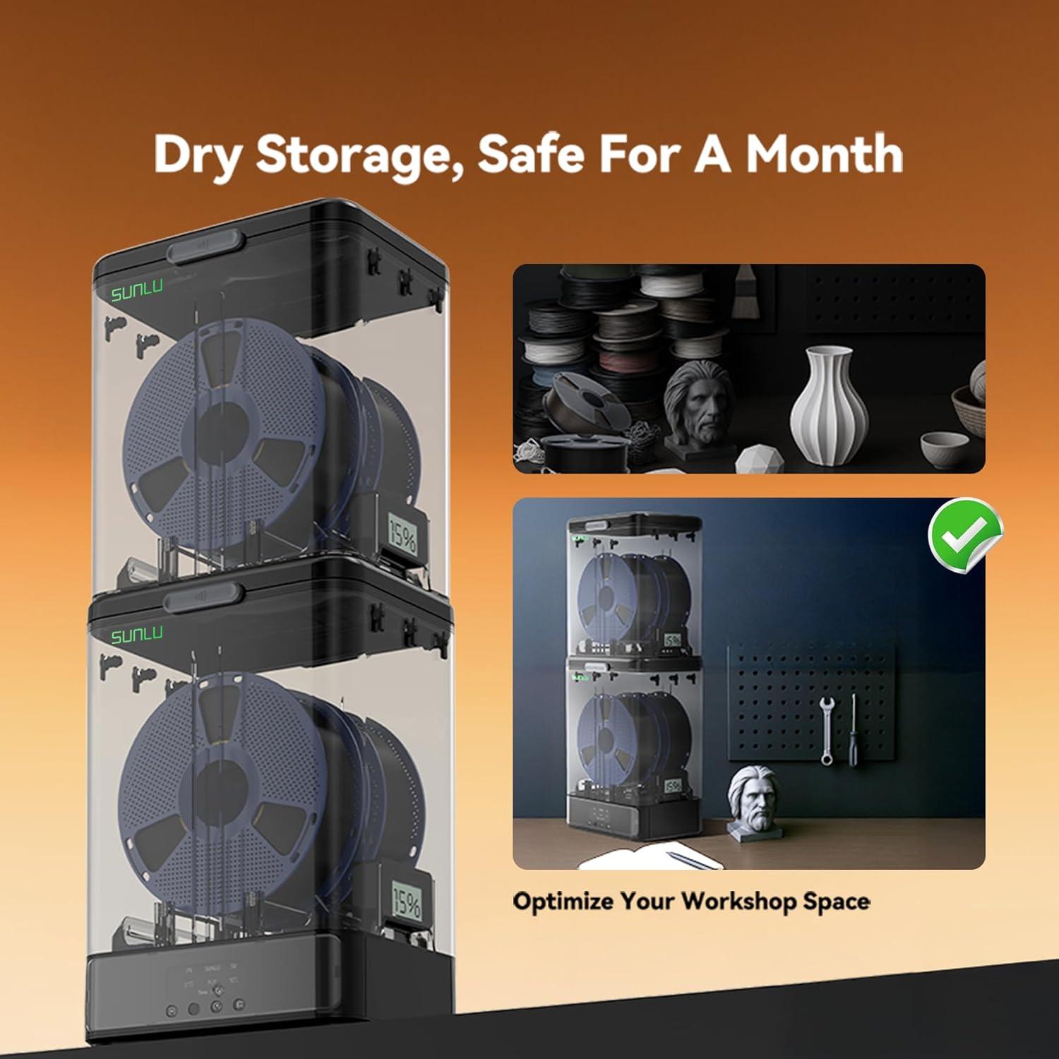 imageSUNLU Filament Dryer SP2 and Filament Storage Box 70 Max Temperature for 3D Printing Filament Drying and Sealing with Heat Control Compatible with 175mm285mm PLA PETG TPU ABS PA PCFilament Dryer SP2  Dryer Base  Storage Box