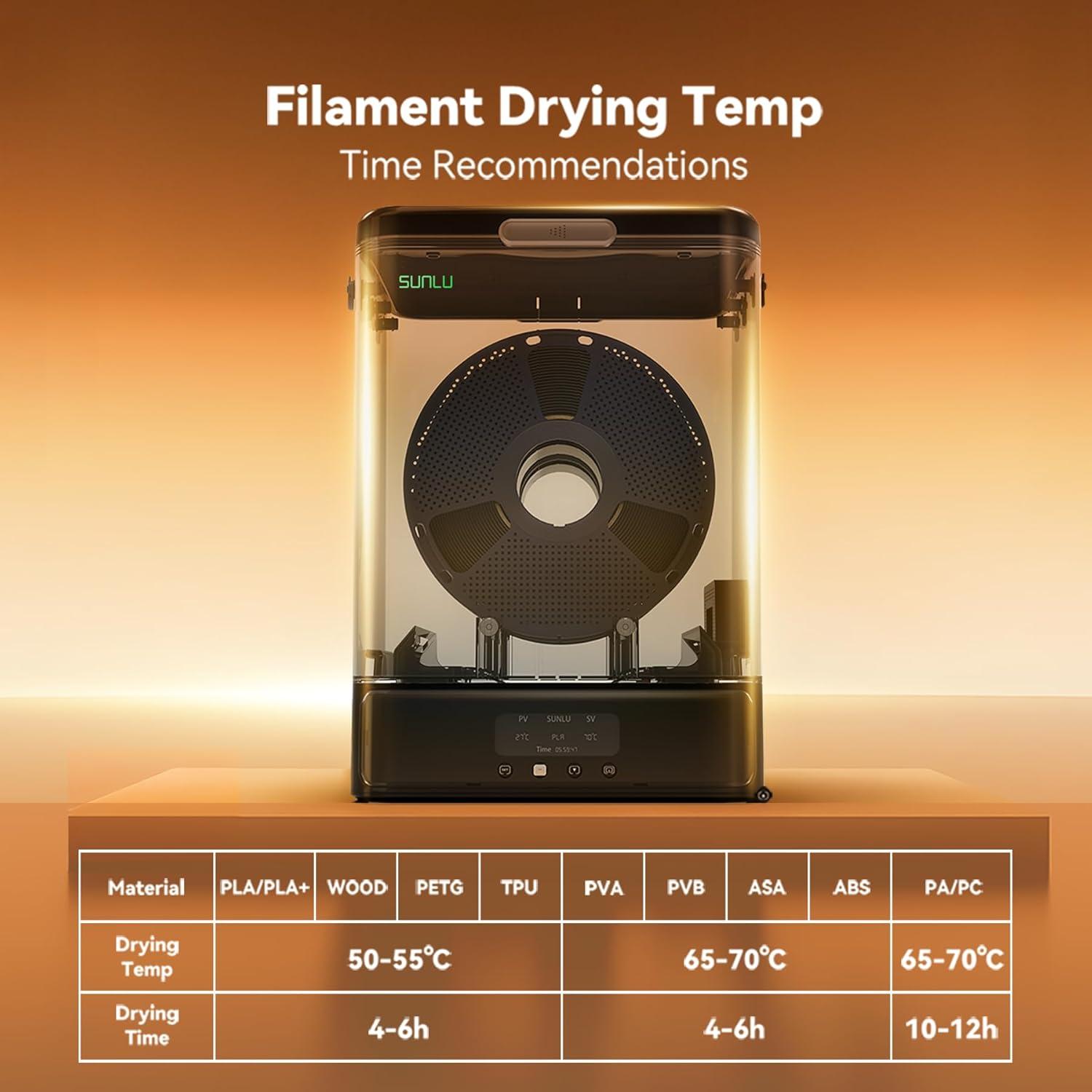 imageSUNLU Filament Dryer SP2 and Filament Storage Box 70 Max Temperature for 3D Printing Filament Drying and Sealing with Heat Control Compatible with 175mm285mm PLA PETG TPU ABS PA PCFilament Dryer SP2  Dryer Base  Storage Box