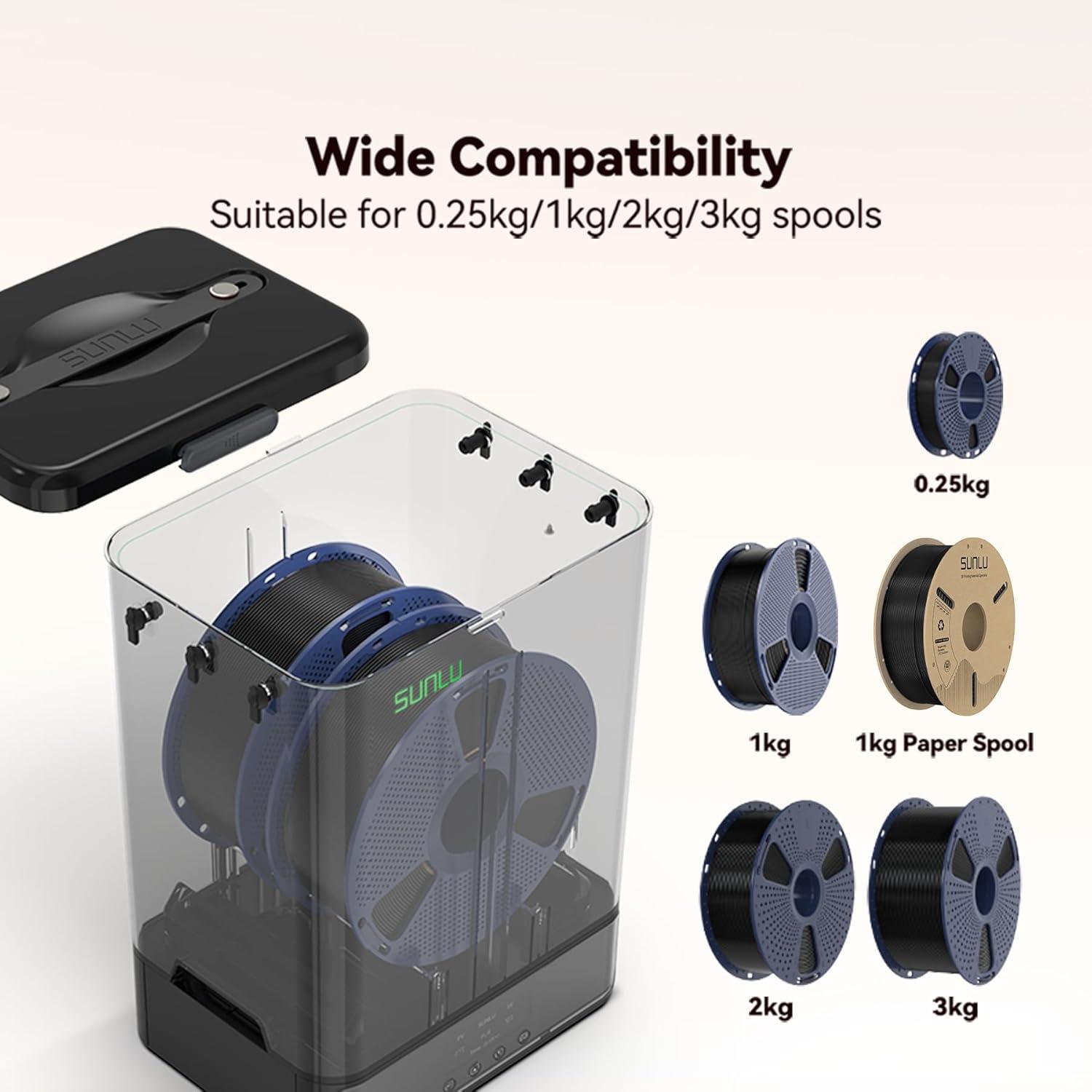 imageSUNLU Filament Dryer SP2 and Filament Storage Box 70 Max Temperature for 3D Printing Filament Drying and Sealing with Heat Control Compatible with 175mm285mm PLA PETG TPU ABS PA PCFilament Dryer SP2  Dryer Base  Storage Box
