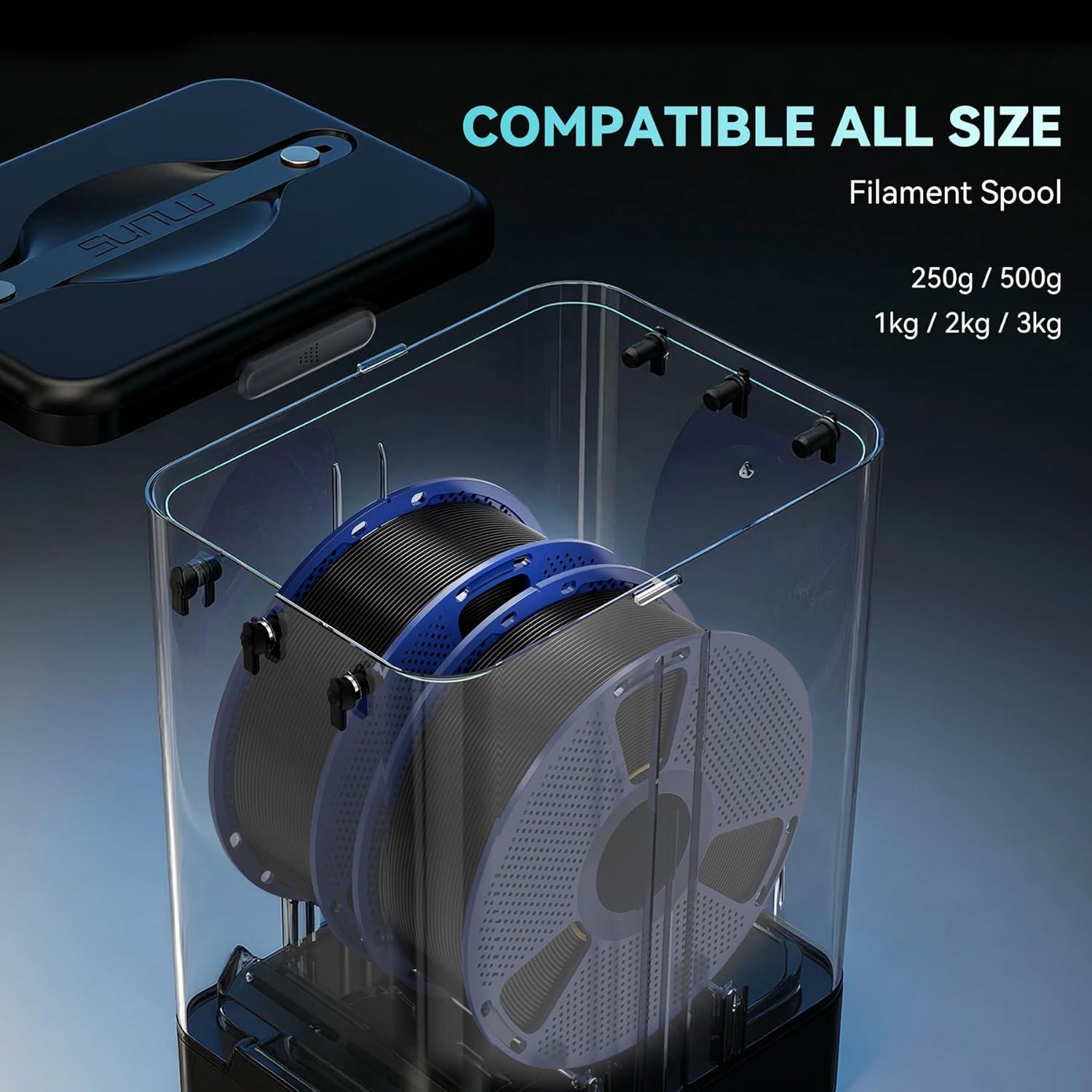 imageSUNLU Filament Storage Box with 2 Pack PLA20 Filaments for 3D Printer Filament Sealing and Protection Filament Container and Holder Compatible with 175mm285mm PLA PETG TPU ABS PA NylonFilament Dryer Sp2  Dryer Base  Filament Box