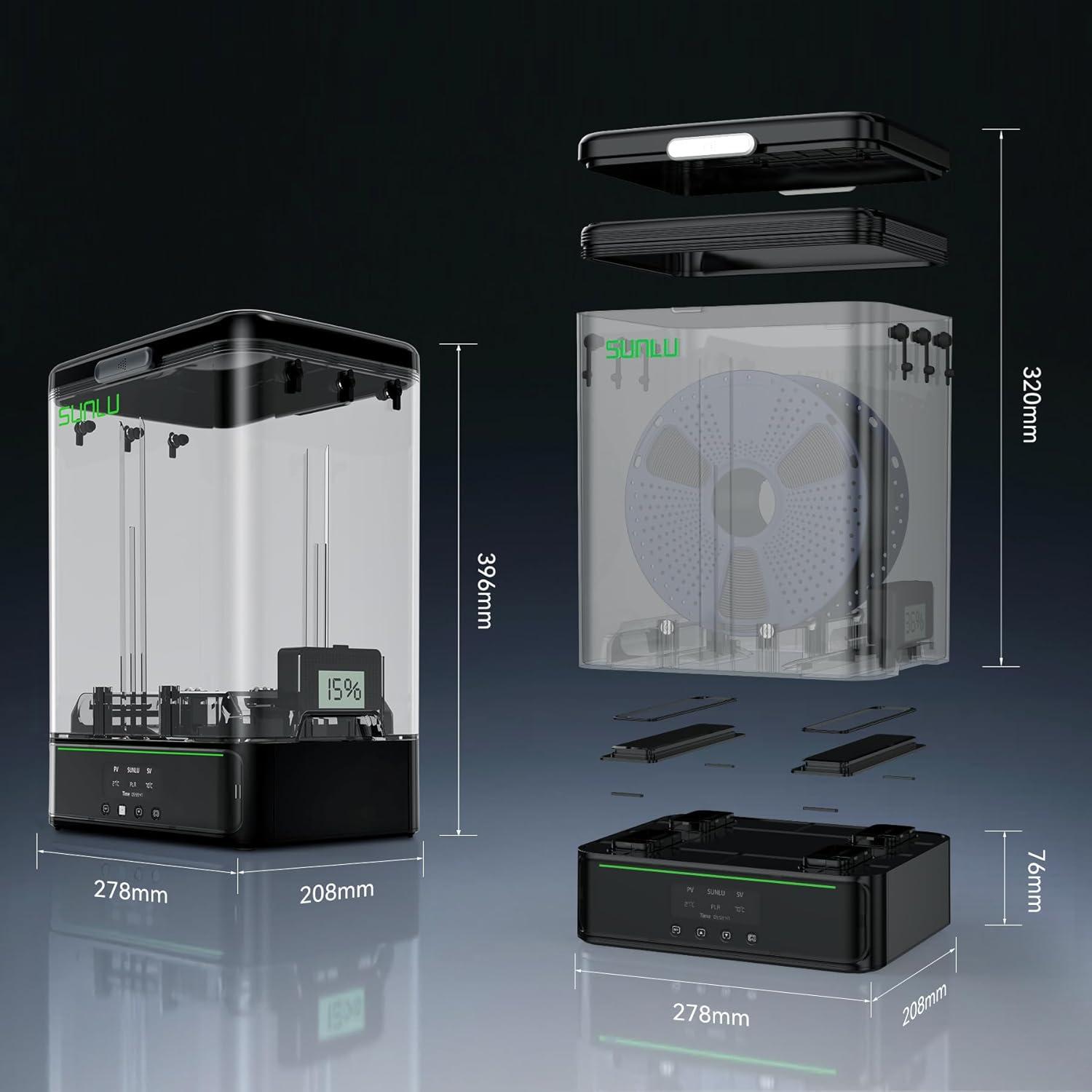 imageSUNLU Filament Storage Box with 2 Pack PLA20 Filaments for 3D Printer Filament Sealing and Protection Filament Container and Holder Compatible with 175mm285mm PLA PETG TPU ABS PA NylonFilament Dryer Sp2  Dryer Base  Filament Box