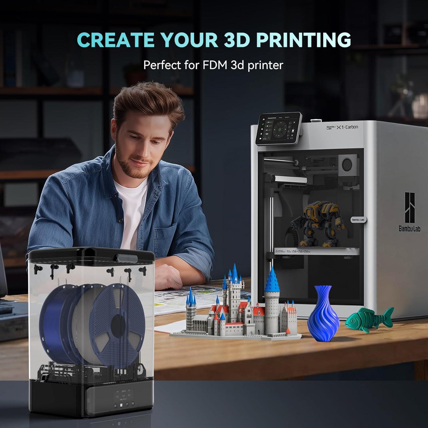 imageSUNLU Filament Storage Box with 2 Pack PLA20 Filaments for 3D Printer Filament Sealing and Protection Filament Container and Holder Compatible with 175mm285mm PLA PETG TPU ABS PA NylonFilament Dryer Sp2  Dryer Base  Filament Box