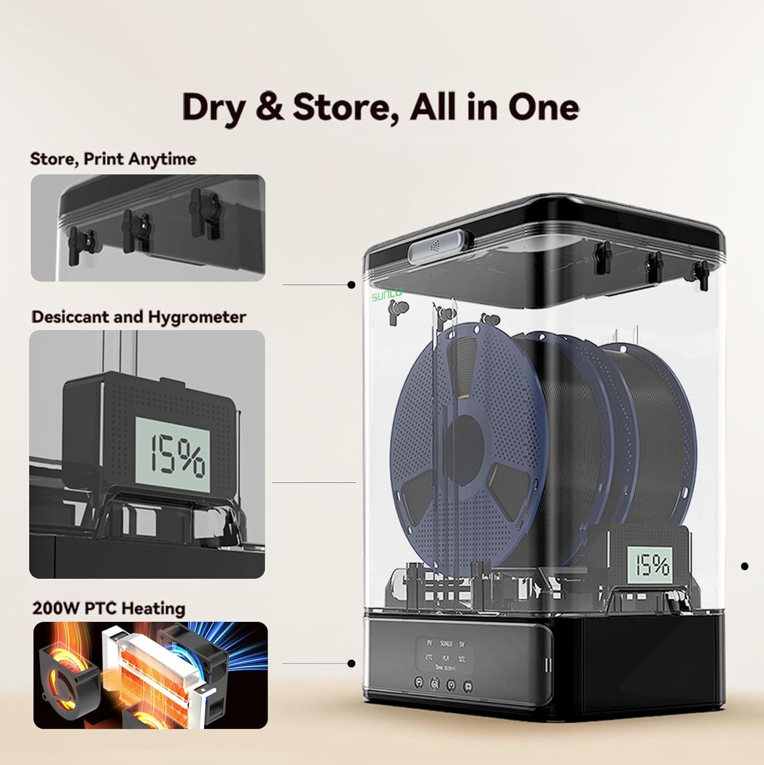 imageSUNLU Filament Storage Box with 2 Pack PLA20 Filaments for 3D Printer Filament Sealing and Protection Filament Container and Holder Compatible with 175mm285mm PLA PETG TPU ABS PA NylonFilament Storage Box  2 Rolls Pla20