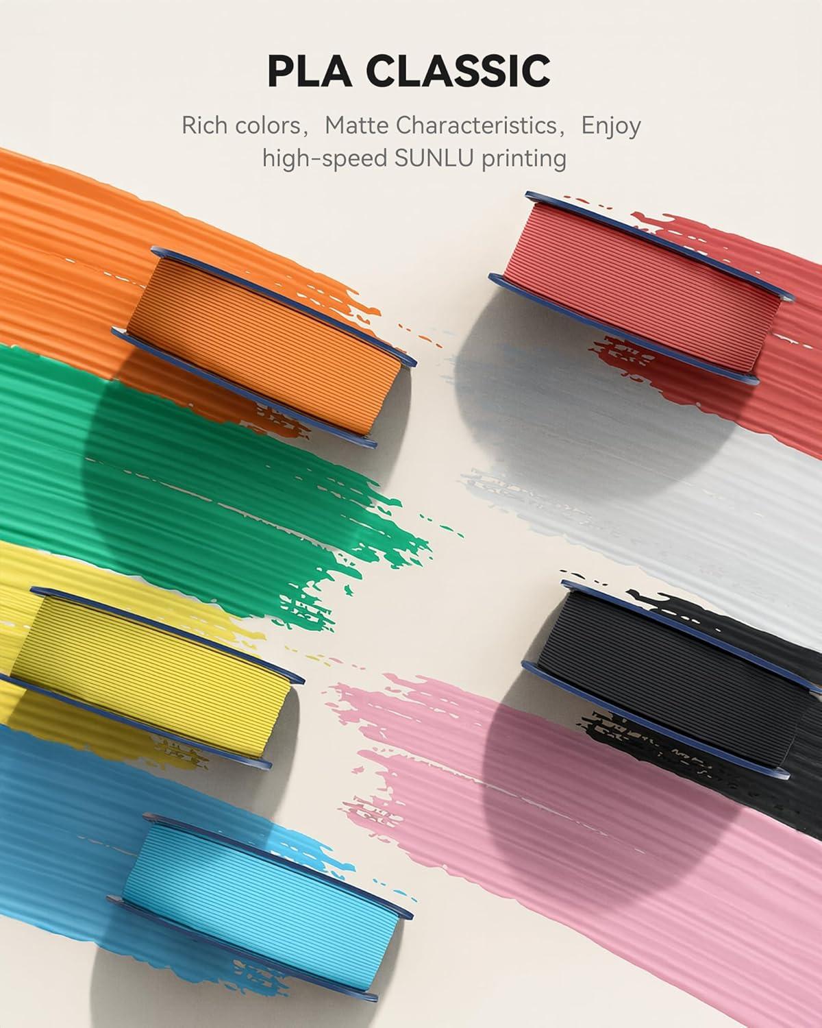 imageSUNLU High Speed PLA Classic 3D Filament 175mm600mms High Toughness PLA FilamentMatte Texture NoTanglingFit Most FDM Printers Dimensional Accuracy  002mm 1kg SpoolChocolate4kg Blackwhitecherry Redsky Blue