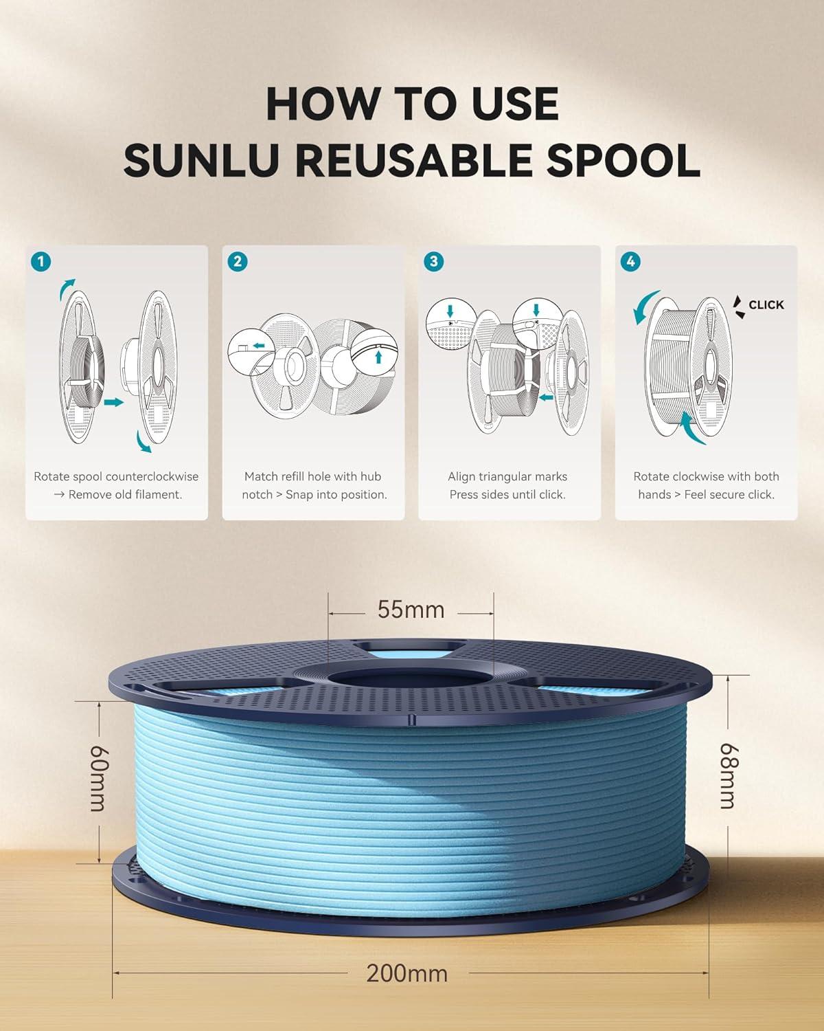 imageSUNLU High Speed PLA Classic 3D Filament 175mm600mms High Toughness PLA FilamentMatte Texture NoTanglingFit Most FDM Printers Dimensional Accuracy  002mm 1kg SpoolChocolate2kg Sky Bluemint Green