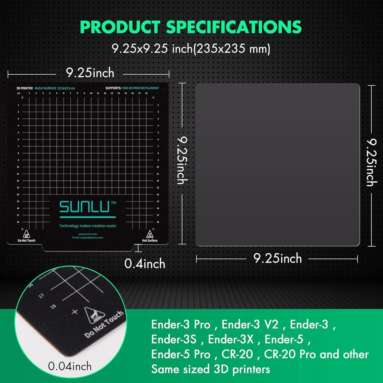 imageSUNLU Magnetic Build Surface Good Adhesion 3pcs Flexible Removable Build Platforms for 3D Printers Ender 3 5 T3 Heated Bed Cover 925x925inchs 235x235mm 2 Coating Surface1 Base Sticker Sheet
