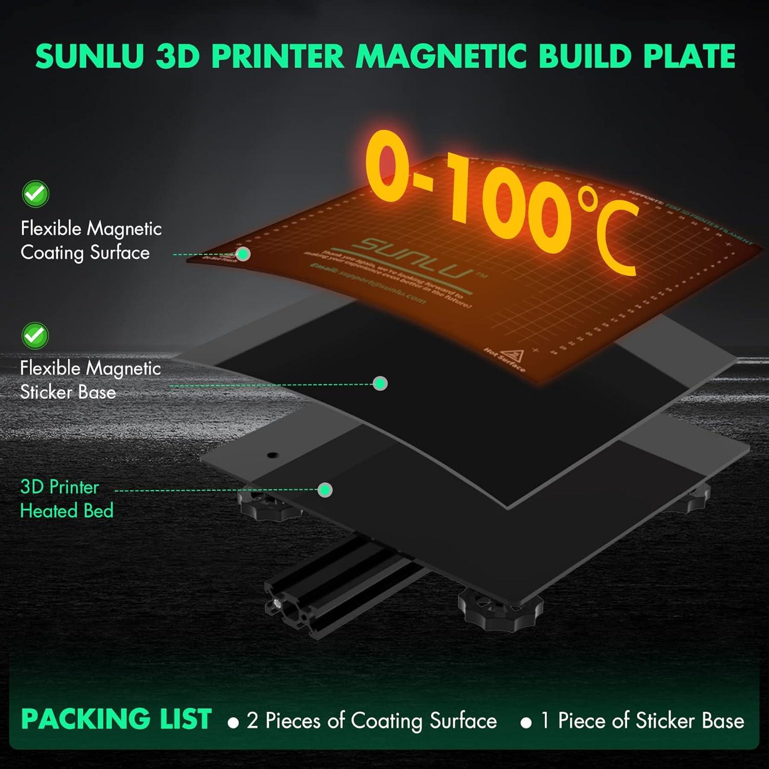 imageSUNLU Magnetic Build Surface Good Adhesion 3pcs Flexible Removable Build Platforms for 3D Printers Ender 3 5 T3 Heated Bed Cover 925x925inchs 235x235mm 2 Coating Surface1 Base Sticker Sheet