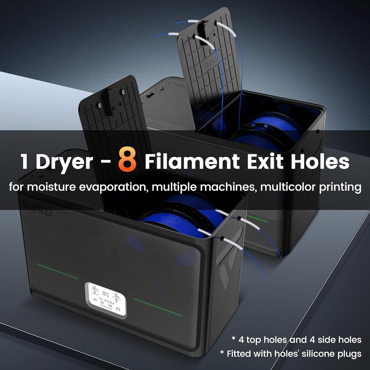 imageSUNLU Official 3D Printer Filament Dryer S4 4 Spools Capacity 3 Circulation Fans 350W PTC Heater 70 Max Temperature Power Saving Storage Mode Nylon TPU PLA PETG ABS Filament Dryer Box BlackBlack S4