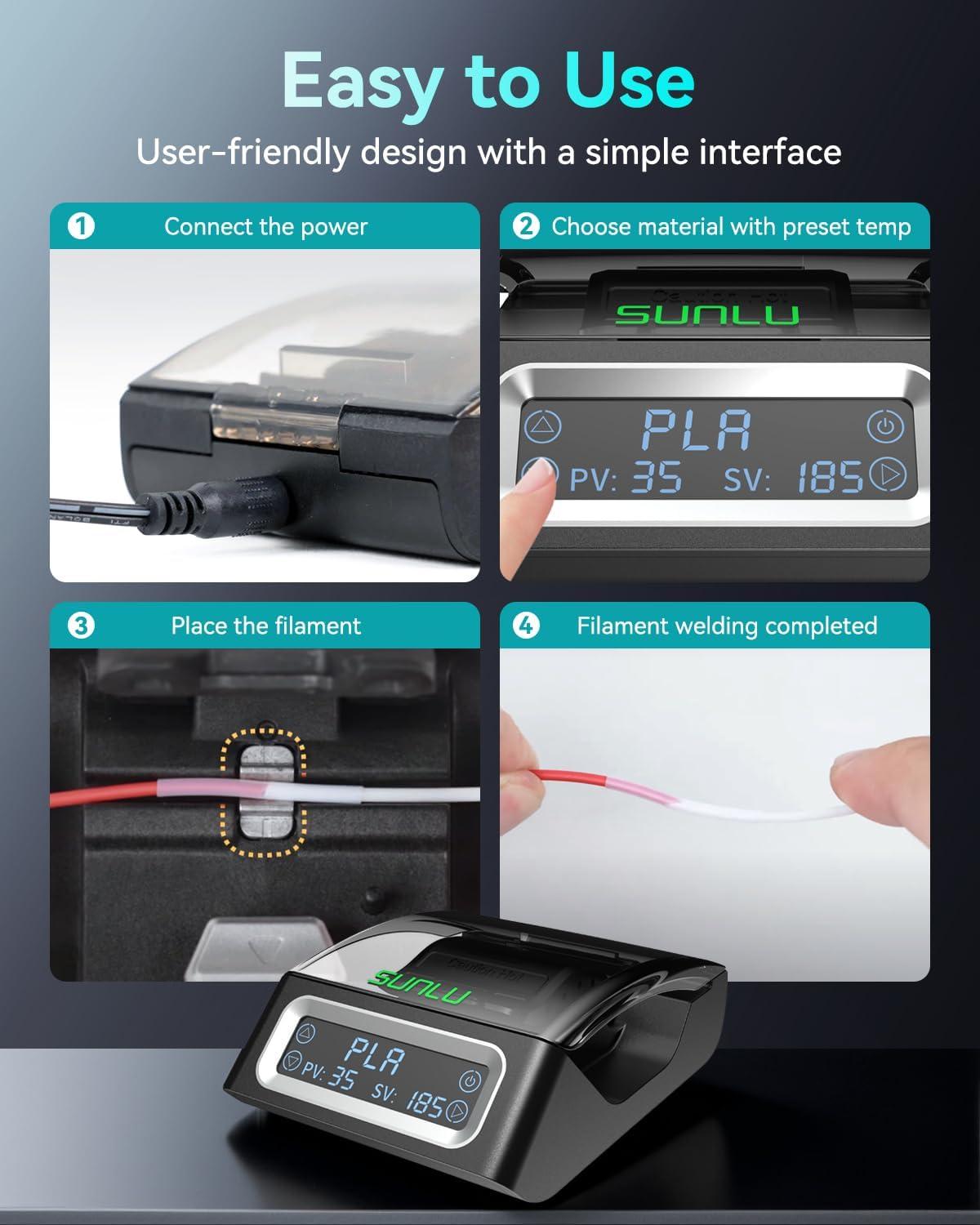 imageSUNLU Official Filament Connector 400Pcs PTFE Sleeve Filament Splicer for 3D Printer Filament 175mm Fast Heating Filament Welder Compatible with PLA PETG TPU ABS PA Nylon Easy to UseFilament Connector  200pcs Ptfe