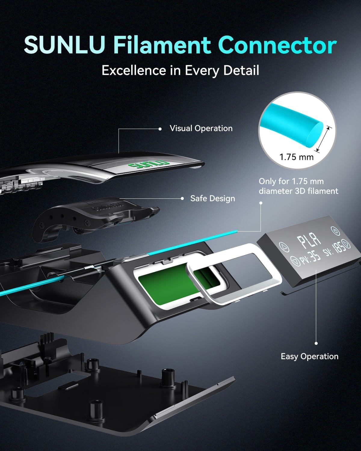 imageSUNLU Official Filament Connector 400Pcs PTFE Sleeve Filament Splicer for 3D Printer Filament 175mm Fast Heating Filament Welder Compatible with PLA PETG TPU ABS PA Nylon Easy to UseFilament Connector  200pcs Ptfe