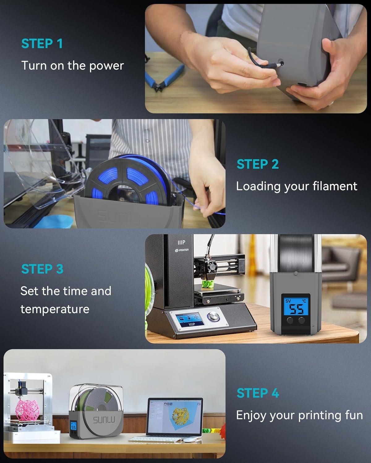 imageSUNLU Official Filament Dryer S1 Plus Builtin Circulation Fan Filament Dryer Box Storage Box for 3D Printer Filament 175 285 300 S1 Plus GreyGrey