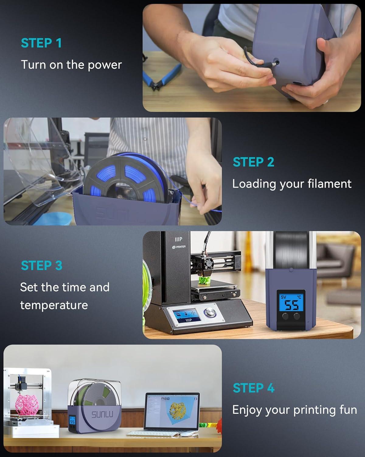 imageSUNLU Official Filament Dryer S1 Plus Builtin Circulation Fan Filament Dryer Box Storage Box for 3D Printer Filament 175 285 300 S1 Plus GreyS1 Plus Bluegrey