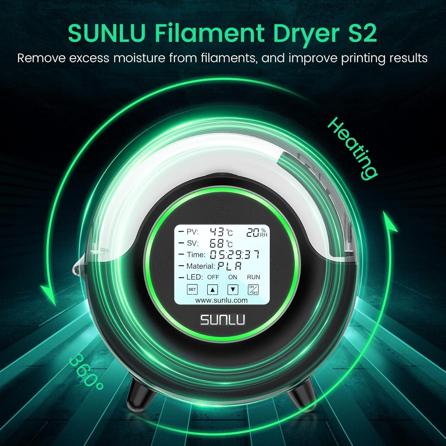 imageSUNLU Official Filament Dryer S2 Plus 70 Max Temperature Builtin Circulation Fan 3D Printer Filament Storage Box Filament Dehydrator Nylon TPU PLA PETG ABS 3D Printer Filament Dryer Box WhiteUpgraded S2 Black