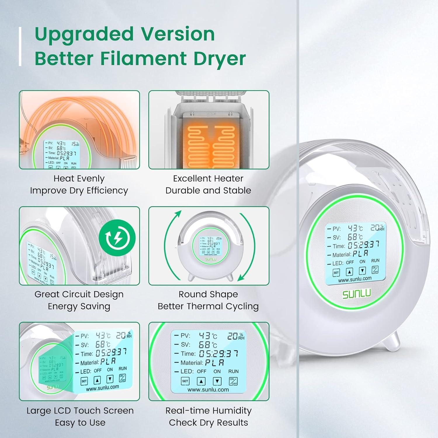 imageSUNLU Official Filament Dryer S2 Plus 70 Max Temperature Builtin Circulation Fan 3D Printer Filament Storage Box Filament Dehydrator Nylon TPU PLA PETG ABS 3D Printer Filament Dryer Box WhiteUpgraded S2 White