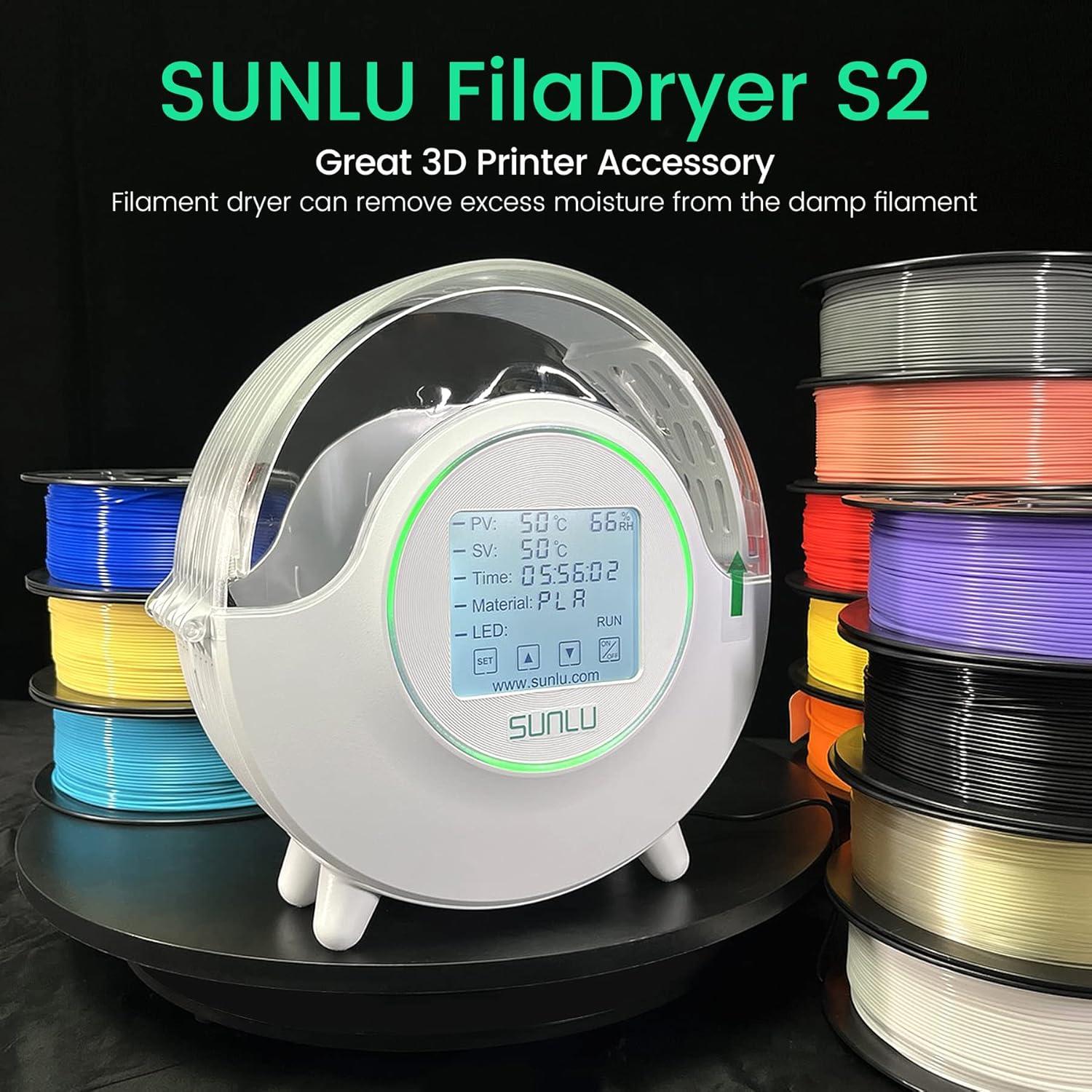 imageSUNLU Official Filament Dryer S2 Plus 70 Max Temperature Builtin Circulation Fan 3D Printer Filament Storage Box Filament Dehydrator Nylon TPU PLA PETG ABS 3D Printer Filament Dryer Box WhiteUpgraded S2 White