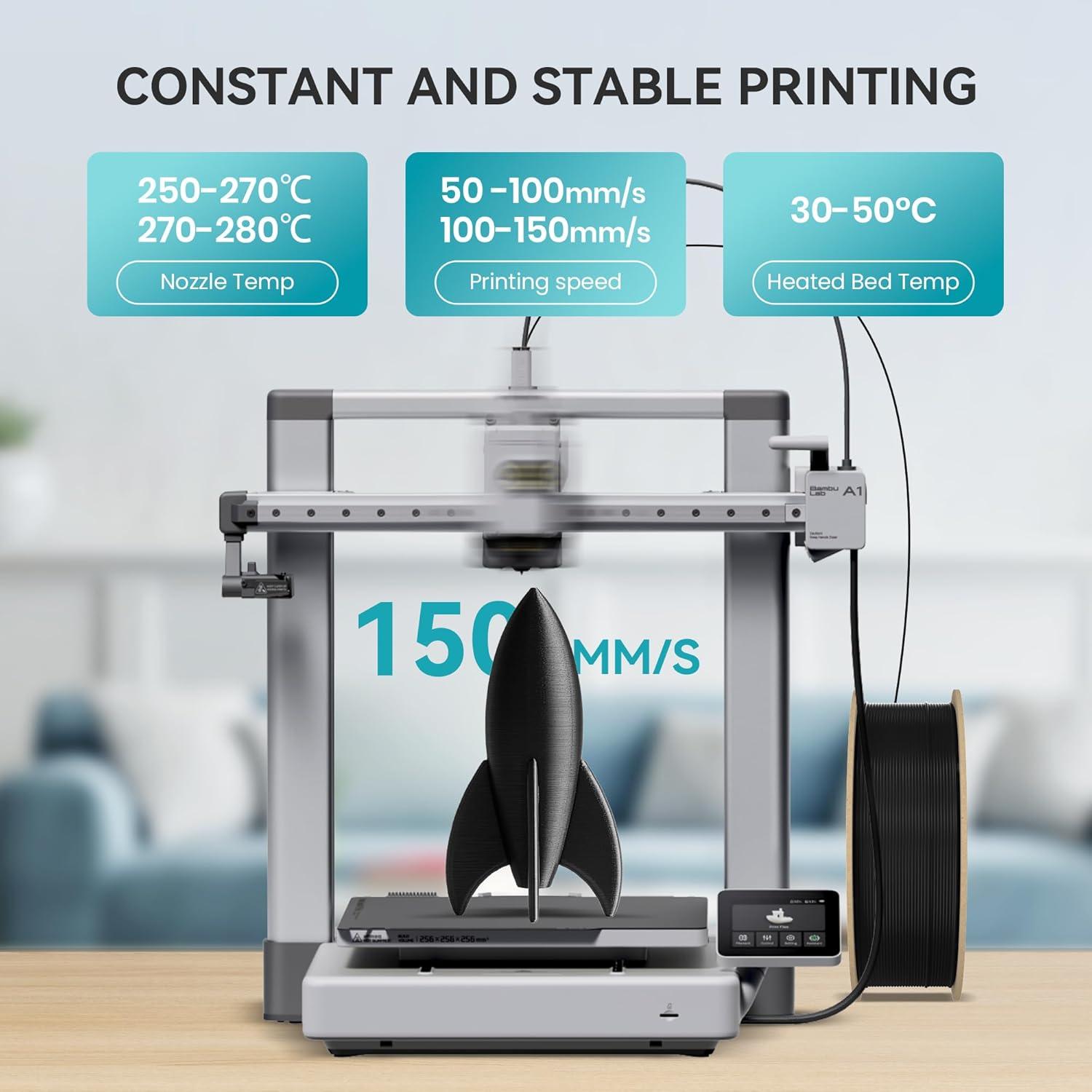 imageSUNLU PA Filament 175mm Nylon 3D Printer Filament 175mm 003mm Fit Most FDM 3D Printer 1KG Cardboard Spool Black