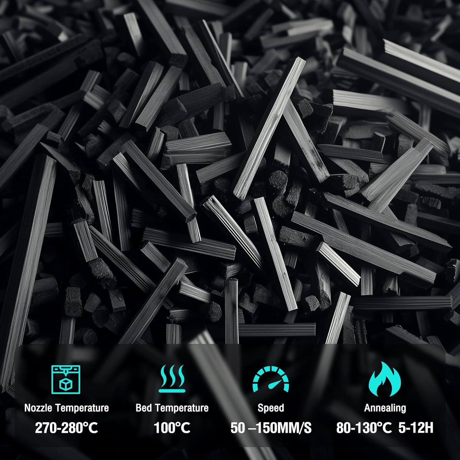 imageSUNLU PA6CF 3D Filament 500G 175mm Carbon Fiber Nylon Filament Made of 80 PA Nylon and 20 Carbon Fibers Frosted Texture 05KG Spool Black1000g Pa6cf Black