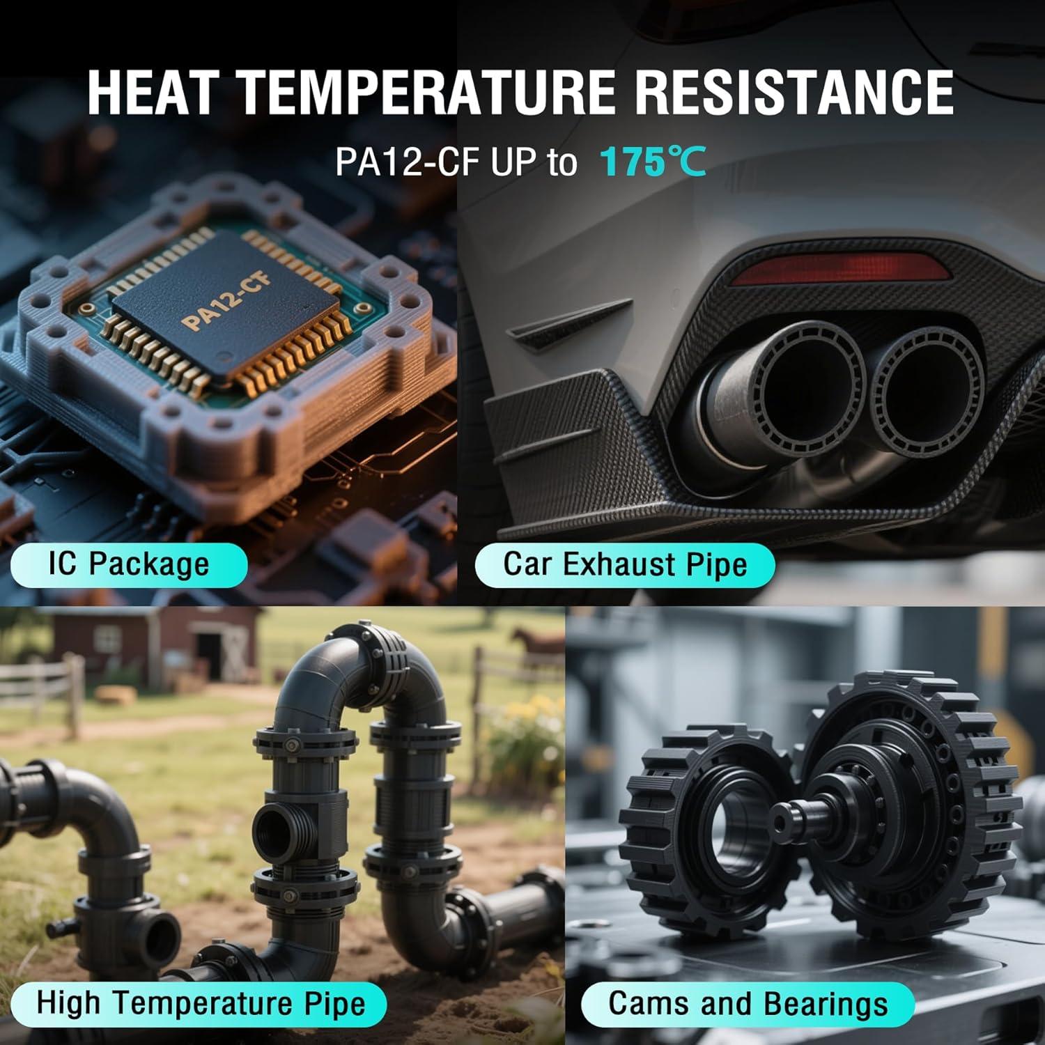 imageSUNLU PA6CF 3D Filament 500G 175mm Carbon Fiber Nylon Filament Made of 80 PA Nylon and 20 Carbon Fibers Frosted Texture 05KG Spool Black1000gpa12cf Black