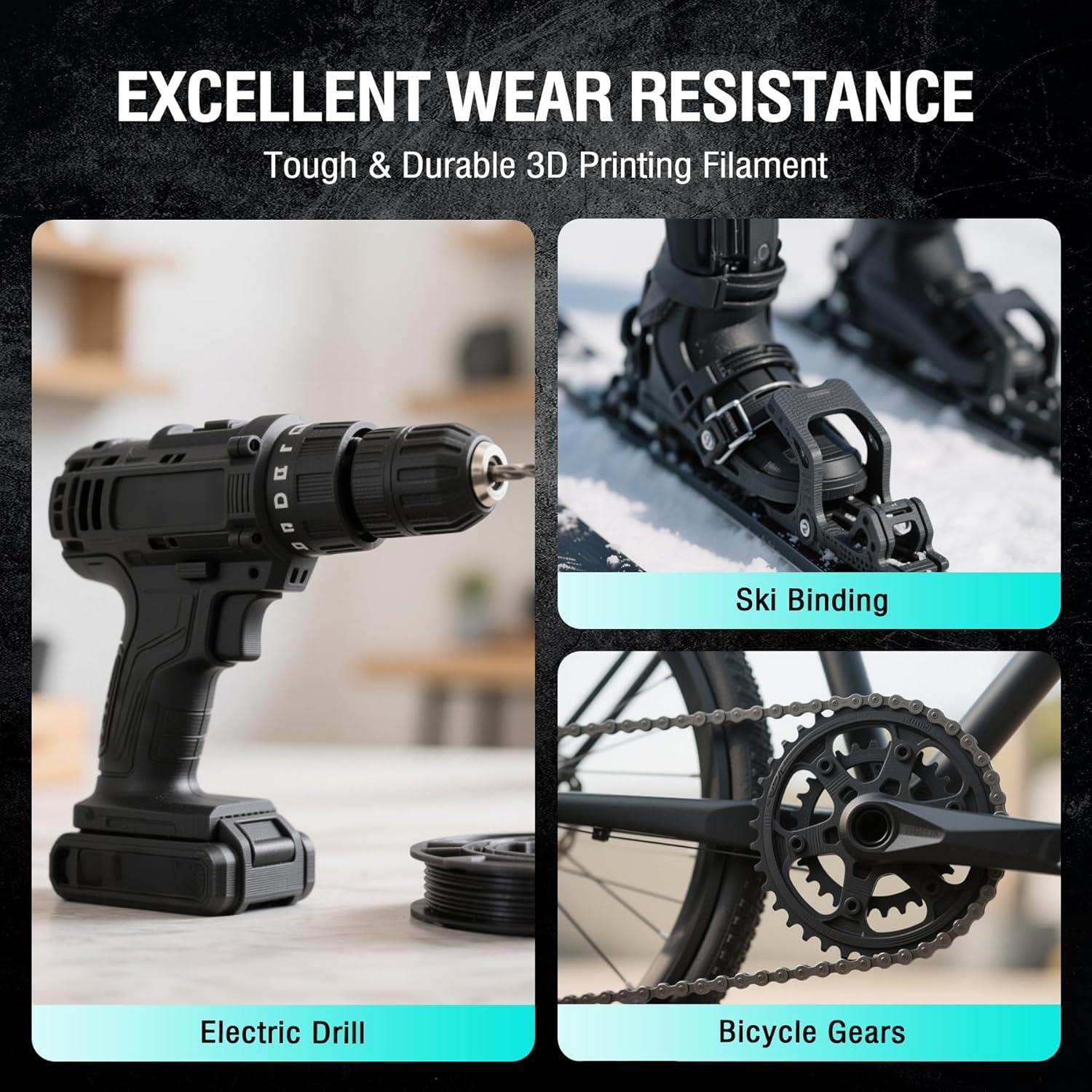 imageSUNLU PA6CF 3D Filament 500G 175mm Carbon Fiber Nylon Filament Made of 80 PA Nylon and 20 Carbon Fibers Frosted Texture 05KG Spool Black1000gpa12cf Black