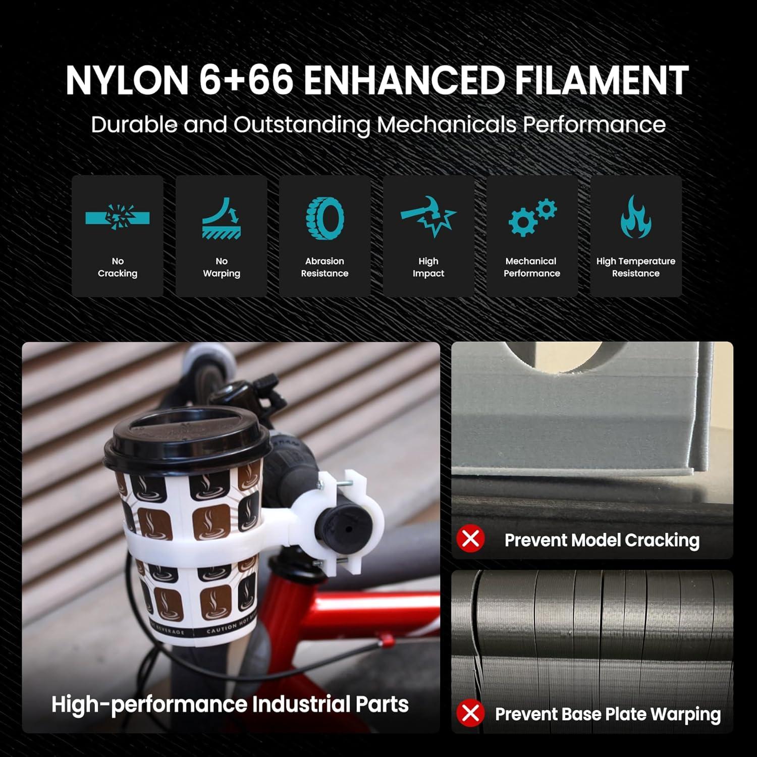 imageSUNLU PA6CF 3D Filament 500G 175mm Carbon Fiber Nylon Filament Made of 80 PA Nylon and 20 Carbon Fibers Frosted Texture 05KG Spool Black1kg Easy Nylon Natural Whtie