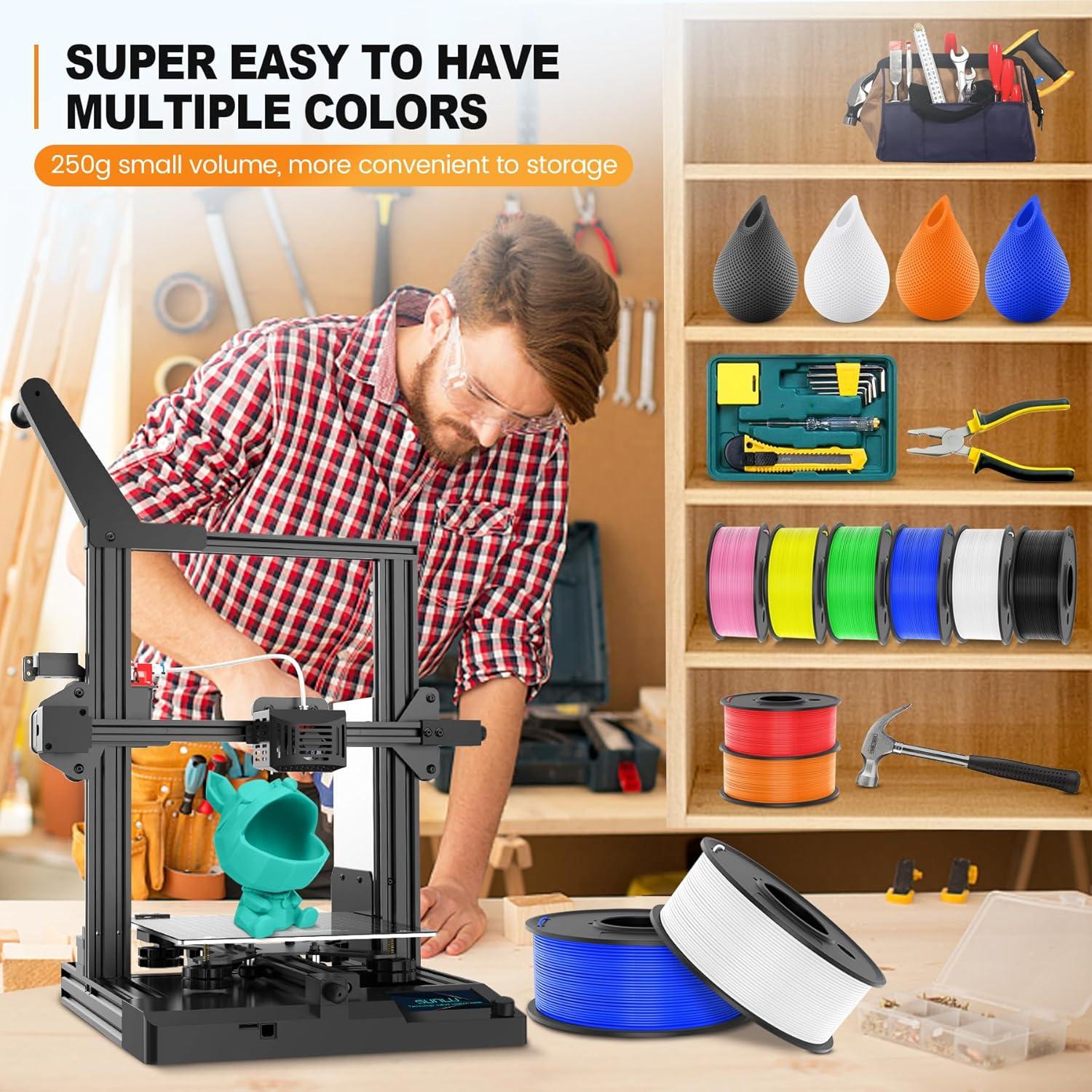 imageSUNLU PETG Filament 175mmStrong 3D Printer FilamentUltraLow StringingExceptional Layer Adhesion ampamp High ToughnessDimensional Accuracy  002 mmFit Most FDM 3D Printers1kg SpoolBlackBundle 8 Colorsblackwhiteblueredgreenorangeyellowpink