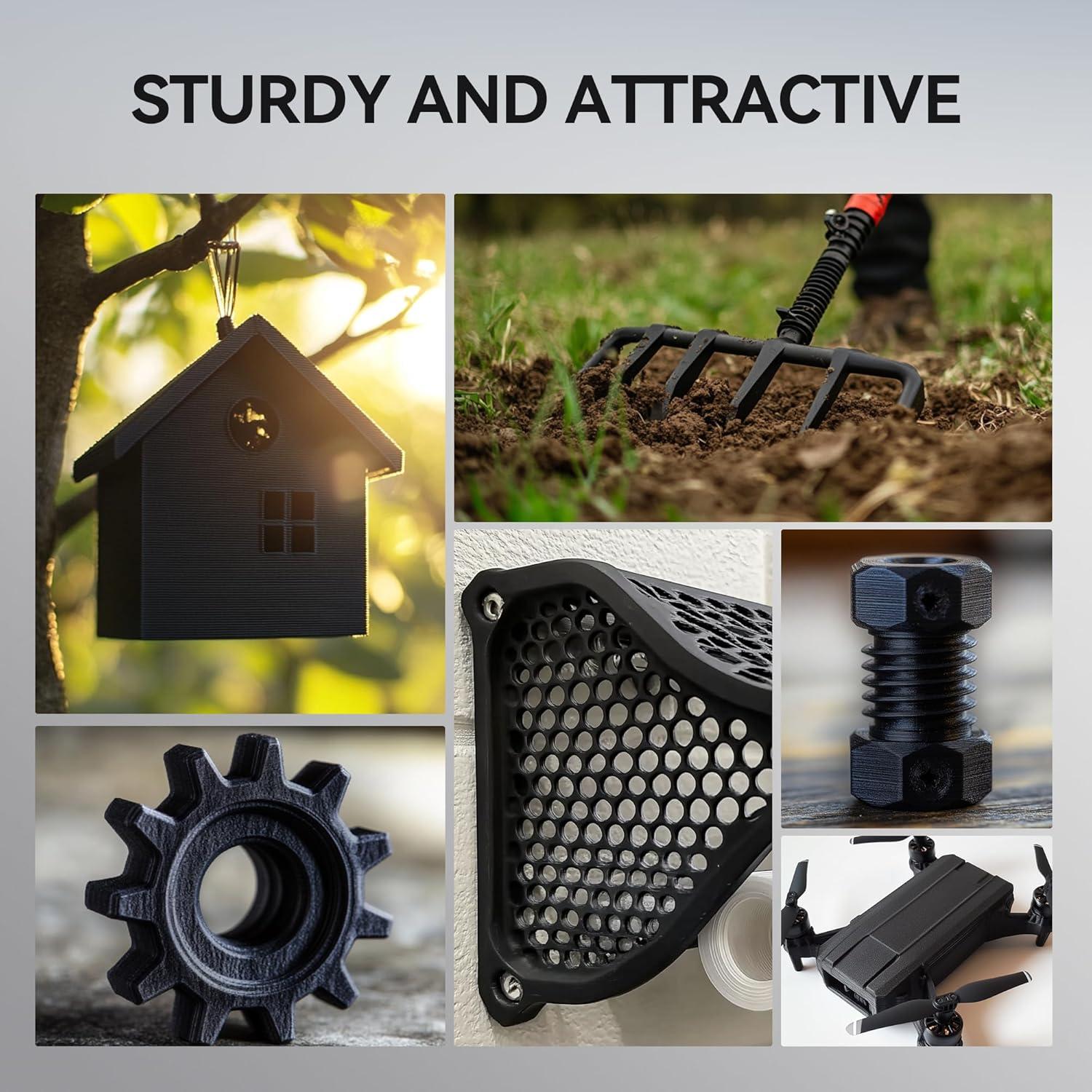 imageSUNLU PETG Filament 175mmStrong 3D Printer FilamentUltraLow StringingExceptional Layer Adhesion ampamp High ToughnessDimensional Accuracy  002 mmFit Most FDM 3D Printers1kg SpoolBlackStrong Carbon Fiber Petg