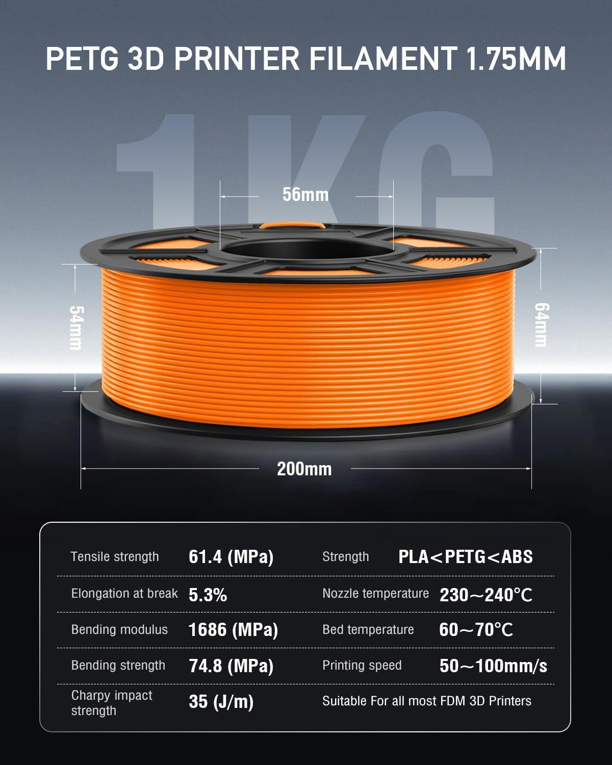imageSUNLU PETG Filament 175mmStrong 3D Printer FilamentUltraLow StringingExceptional Layer Adhesion ampamp High ToughnessDimensional Accuracy  002 mmFit Most FDM 3D Printers1kg SpoolBlackBundle 8 Colorsclear Series