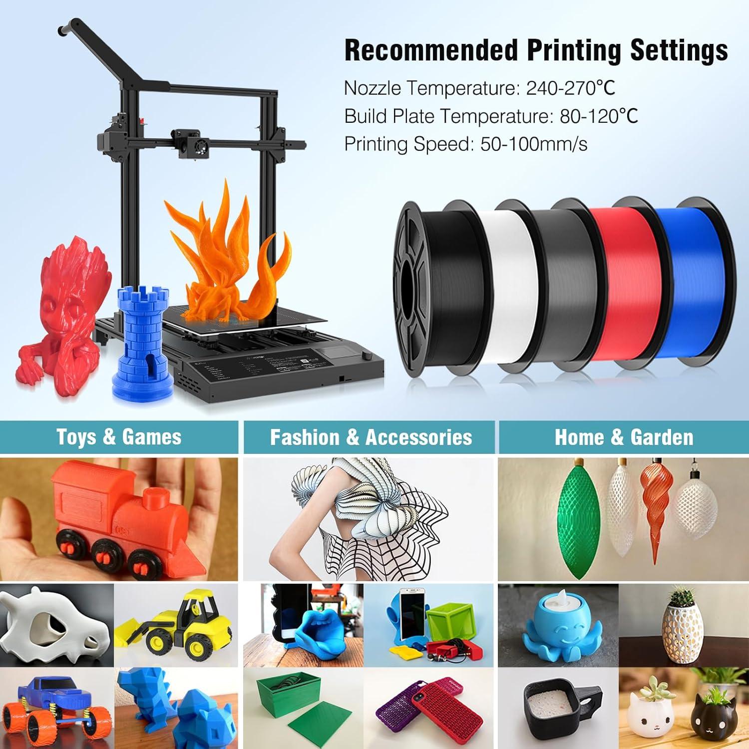 imageSUNLU PETG Filament 175mmStrong 3D Printer FilamentUltraLow StringingExceptional Layer Adhesion ampamp High ToughnessDimensional Accuracy  002 mmFit Most FDM 3D Printers1kg SpoolBlackBundle 8 Colorsblackwhiteblueredgreenorangeyellowpink