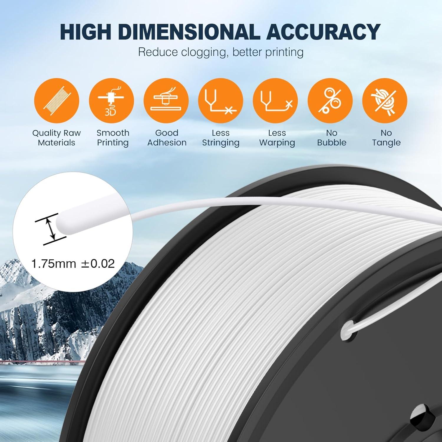 imageSUNLU PETG Filament 175mmStrong 3D Printer FilamentUltraLow StringingExceptional Layer Adhesion ampamp High ToughnessDimensional Accuracy  002 mmFit Most FDM 3D Printers1kg SpoolBlackBundle 8 Colorsblackwhiteblueredgreenorangeyellowpink