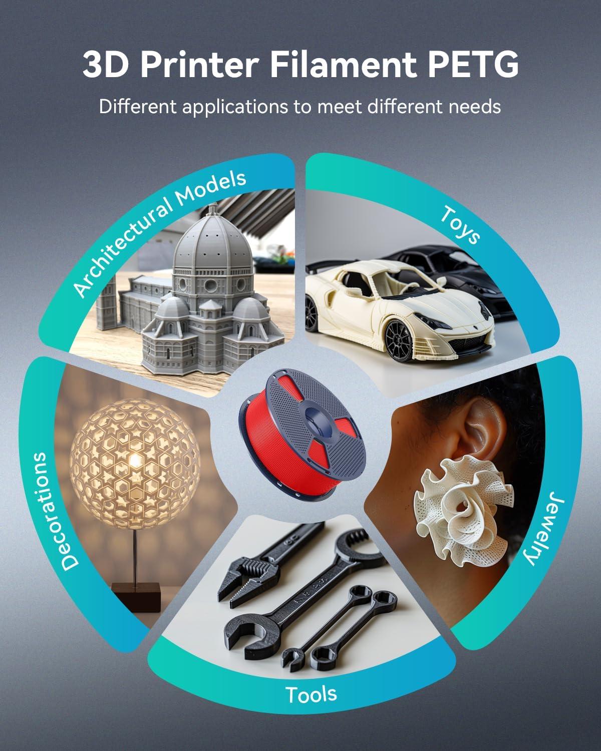 imageSUNLU PETG Filament 175mmStrong 3D Printer FilamentUltraLow StringingExceptional Layer Adhesion ampamp High ToughnessDimensional Accuracy  002 mmFit Most FDM 3D Printers1kg SpoolBlack2000g Blackblack