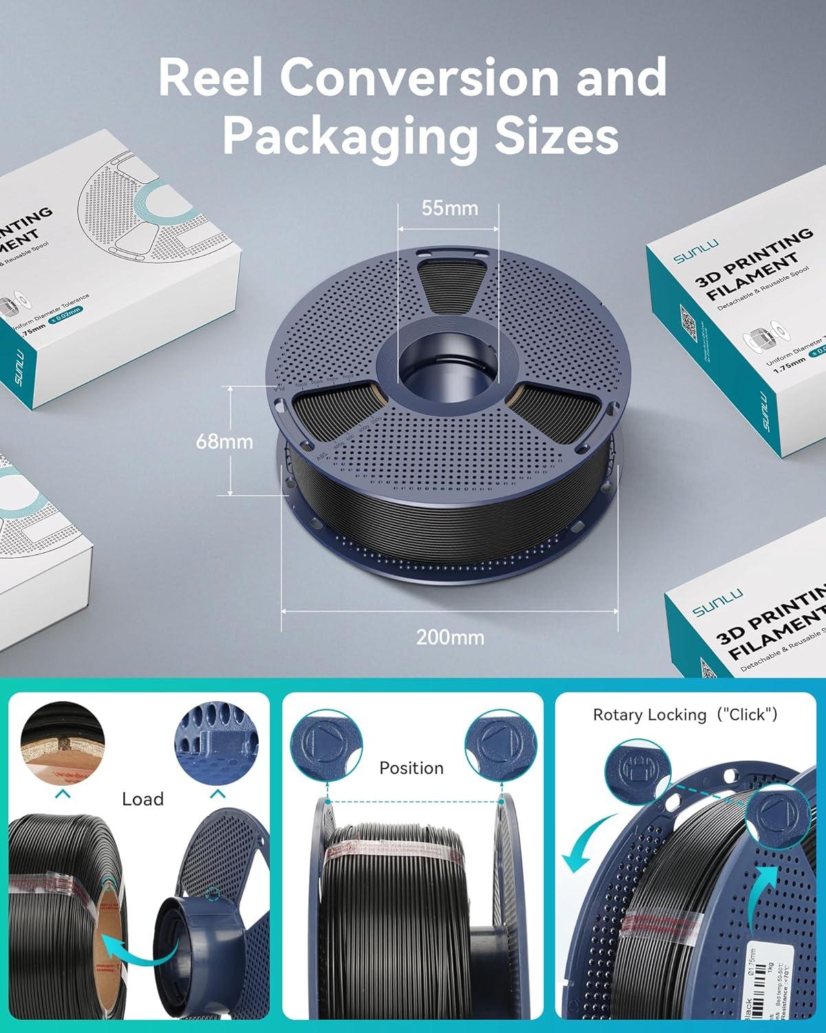 imageSUNLU PETG Filament 175mmStrong 3D Printer FilamentUltraLow StringingExceptional Layer Adhesion ampamp High ToughnessDimensional Accuracy  002 mmFit Most FDM 3D Printers1kg SpoolBlack4kg Blackwhitebluered