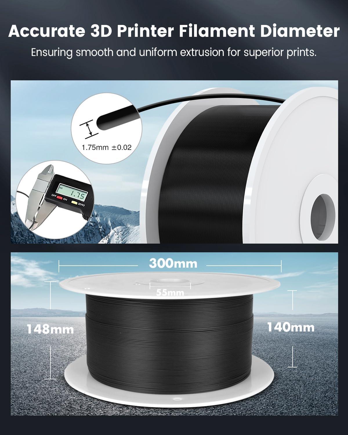 imageSUNLU PETG Filament 175mmStrong 3D Printer FilamentUltraLow StringingExceptional Layer Adhesion ampamp High ToughnessDimensional Accuracy  002 mmFit Most FDM 3D Printers1kg SpoolBlackLarge Spool5kg Black