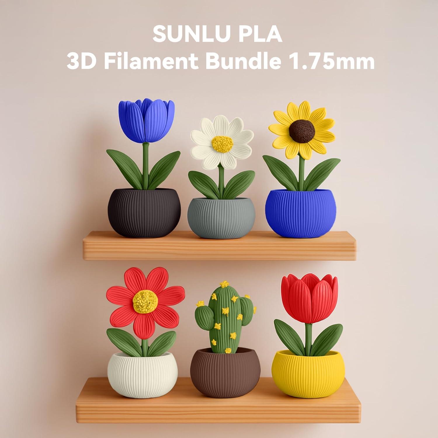 imageSUNLU PLA Filament 175 Bundle Individually Vacuum Packed 2kg in Total 025kg per Spool 8 Pack BlackClear ClearYellowBlueGreenPurpleRedOrangeRoasted Chestnutbone Whitegreycoffee Brownredklein Bluevivid Yellowolive Green