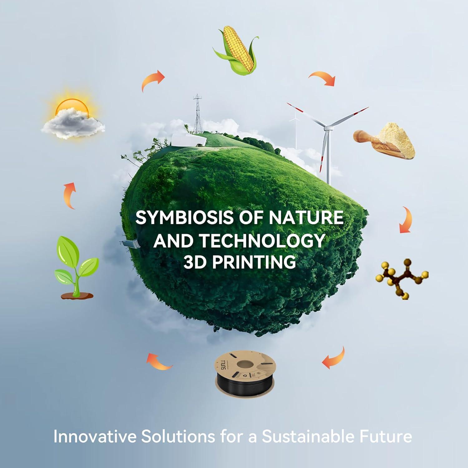 imageSUNLU PLA Filament 175mm 3D Printer Filament 175mm 002mm Fit Most FDM 3D Printer 1KG Cardboard Spool Black