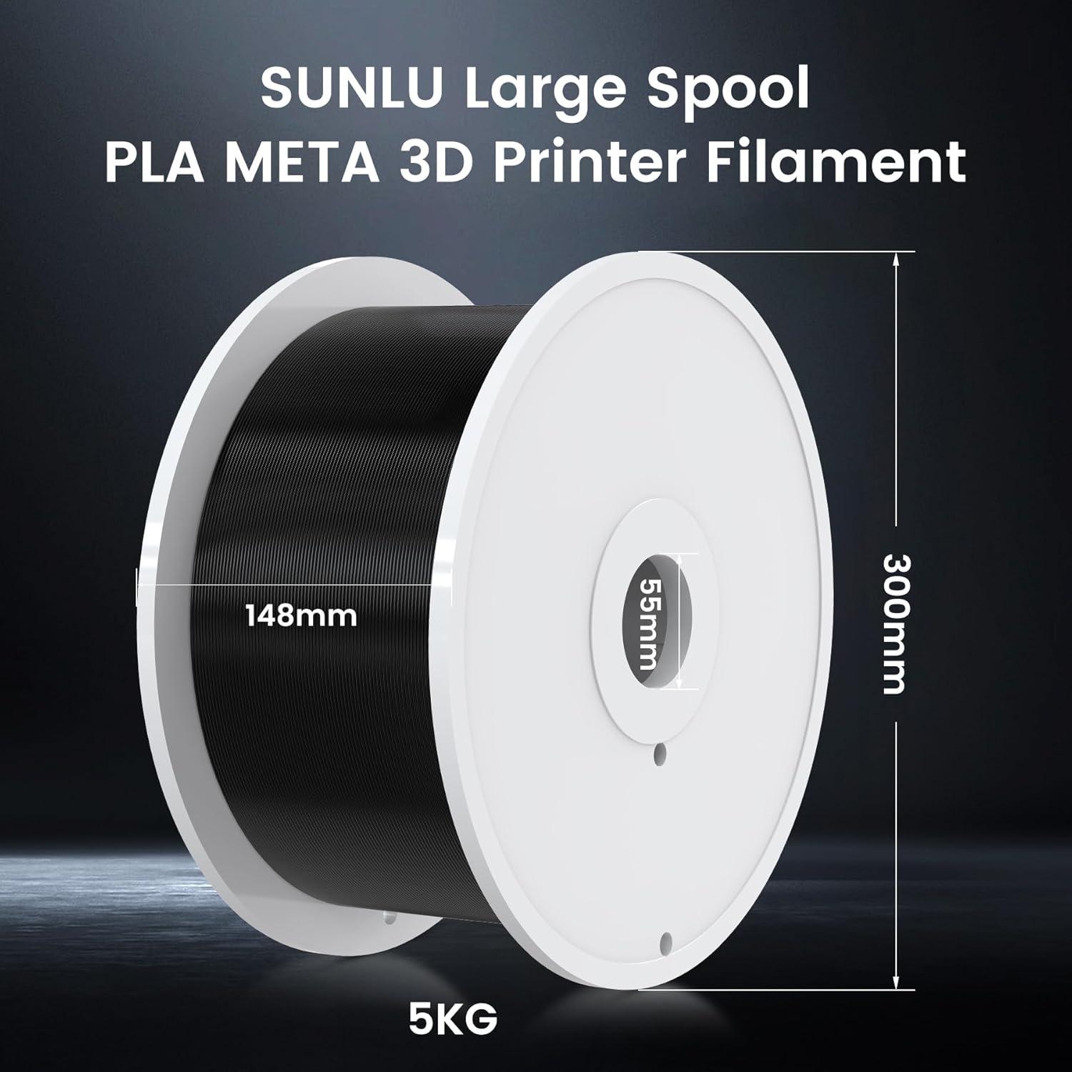 imageSUNLU PLA Filament 175mm Black 5KG Neatly Wound PLA Meta 3D Printing Filament Tougher and Fast Printing Dimensional Accuracy  002 mm 5KG Spool11lbs Fits for Most FDM 3D PrintersLarge Spool 5kg Pla Meta Black