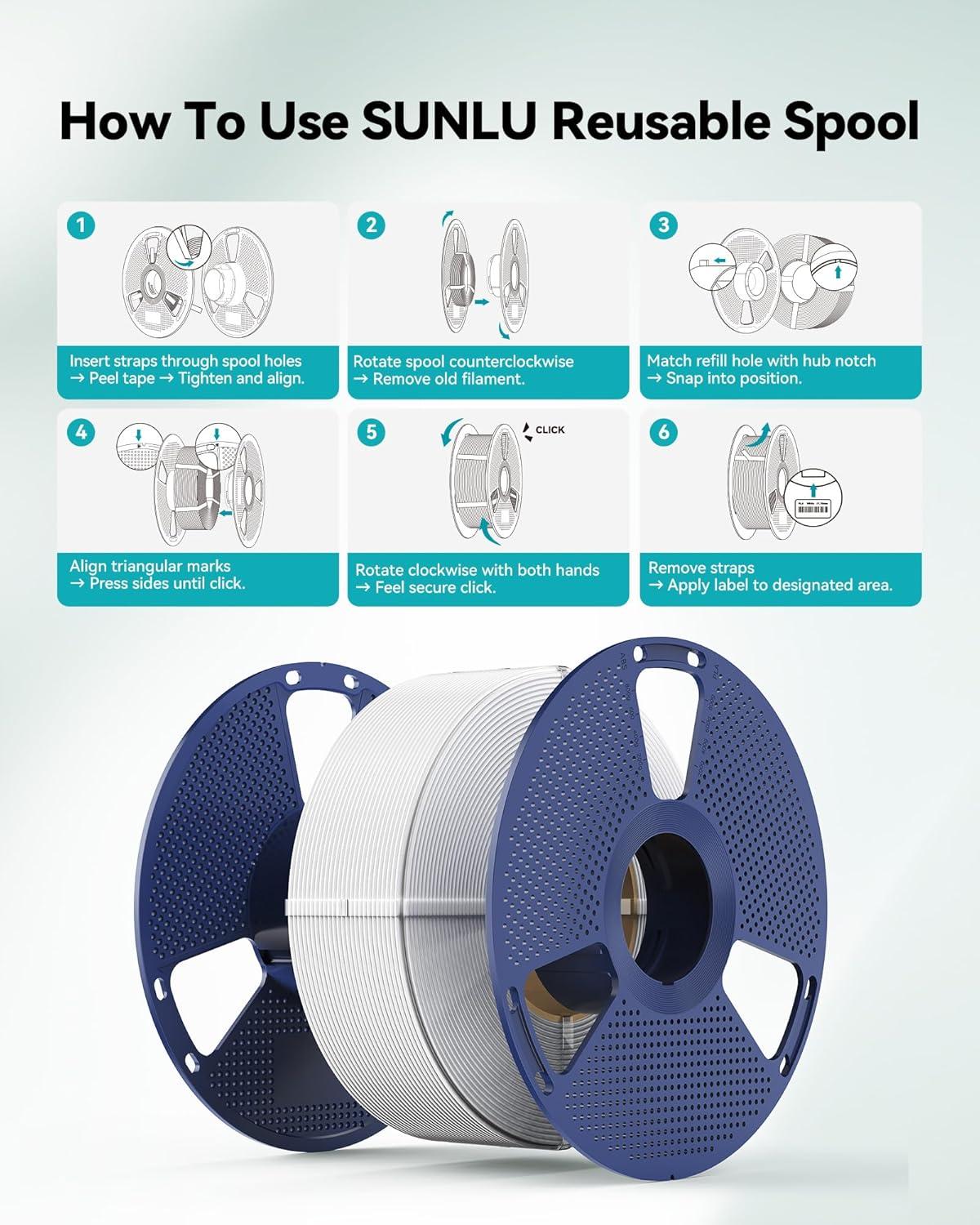 imageSUNLU Refill PETG Filament 175mm PETG Refill 3D Printer Filament Suitable for Bambu Lab Filament and SUNLU Reusable spools 1kg per Spool 4 Pack 4 Colors CMYKWhiteMagentaYellowCyan05kg4 Whitewhitewhitewhite