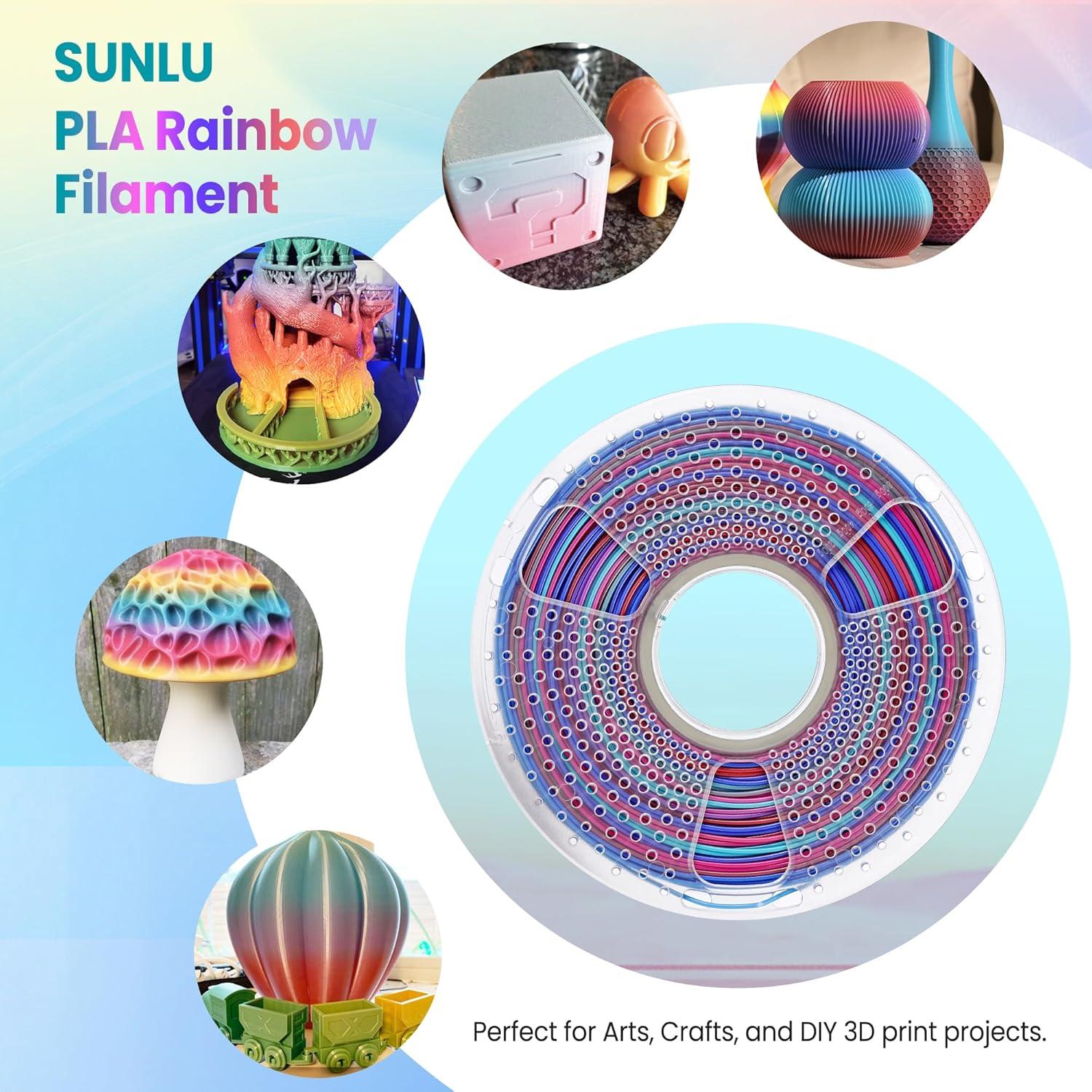 imageSUNLU Silk PLA Filament 175mm Neatly Wound Shiny PLA 3D Printer Filament Dimensional Accuracy  002mm Fit Most 3D Printers Good Vacuum Packaging 1kg Spool22lbs 330 Meters Silky SilverRainbow 03