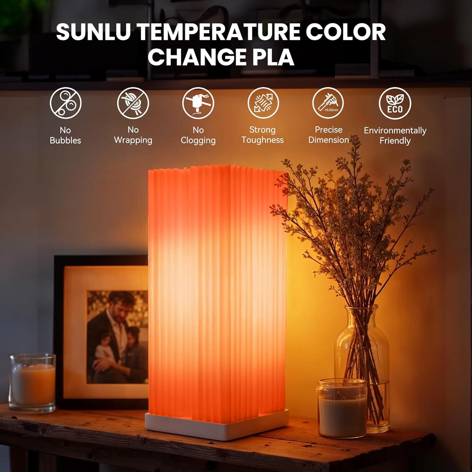 imageSUNLU Silk PLA Filament 175mm Neatly Wound Shiny PLA 3D Printer Filament Dimensional Accuracy  002mm Fit Most 3D Printers Good Vacuum Packaging 1kg Spool22lbs 330 Meters Silky SilverTemperature Color Change Orange