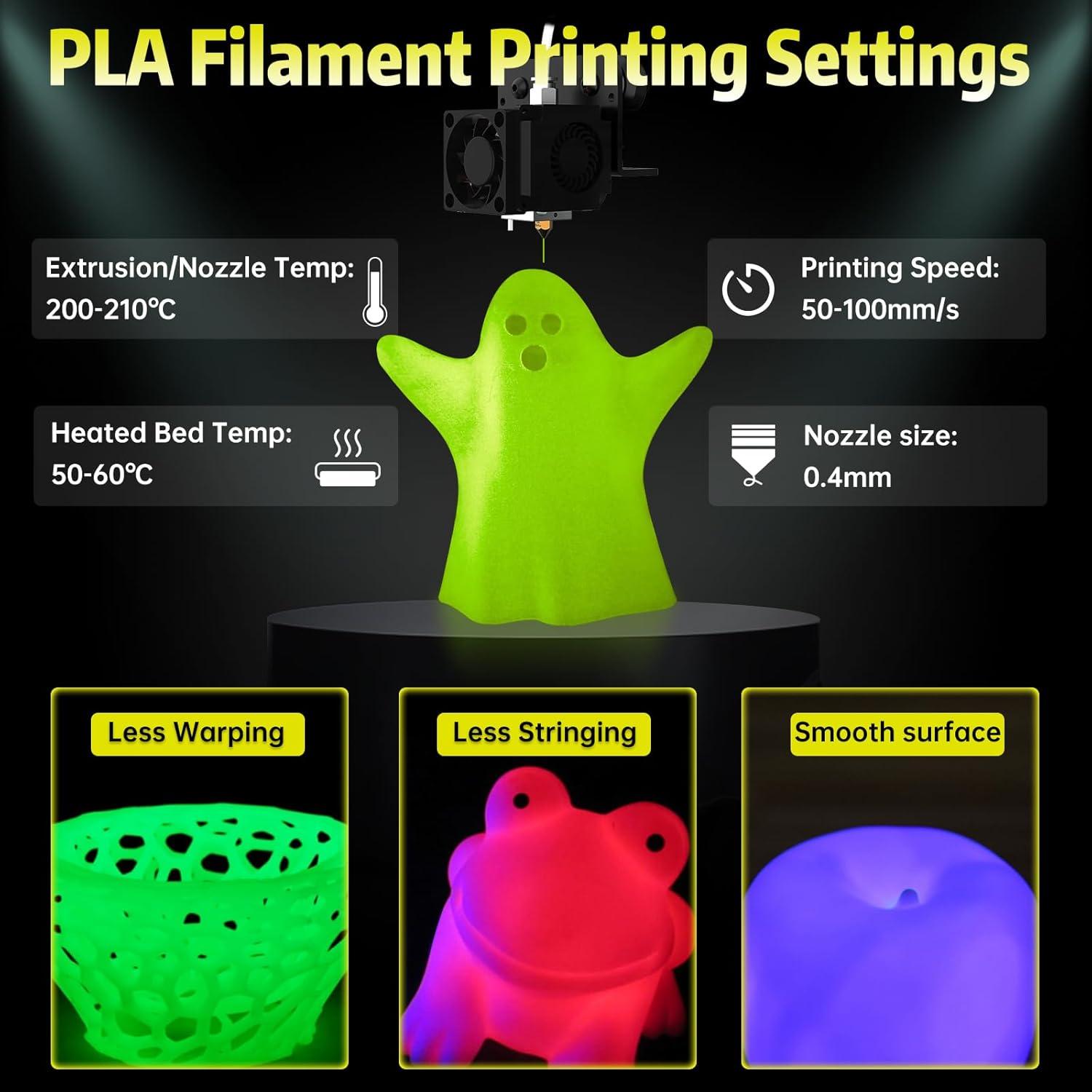 imageSUNLU Silk PLA Filament 175mm Neatly Wound Shiny PLA 3D Printer Filament Dimensional Accuracy  002mm Fit Most 3D Printers Good Vacuum Packaging 1kg Spool22lbs 330 Meters Silky SilverGlow in the Dark  Yellow to Glow Yellow