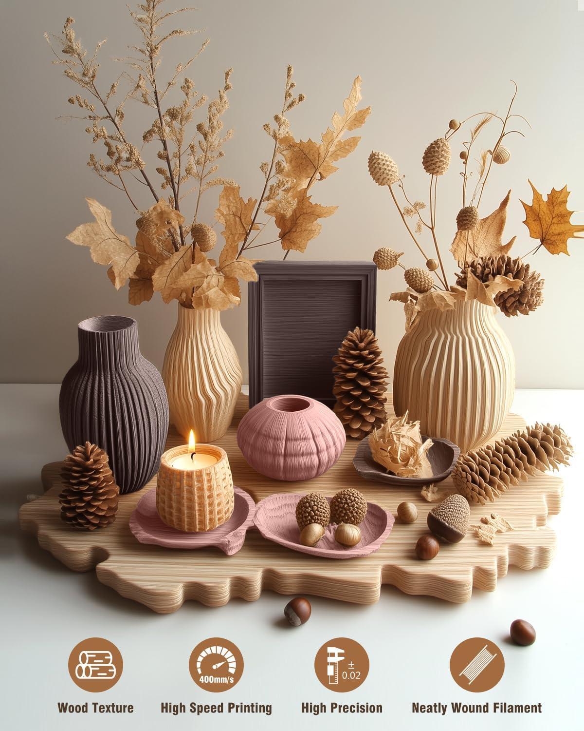 imageSUNLU Silk PLA Filament 175mm Neatly Wound Shiny PLA 3D Printer Filament Dimensional Accuracy  002mm Fit Most 3D Printers Good Vacuum Packaging 1kg Spool22lbs 330 Meters Silky SilverReal Wood Fiber Walnut