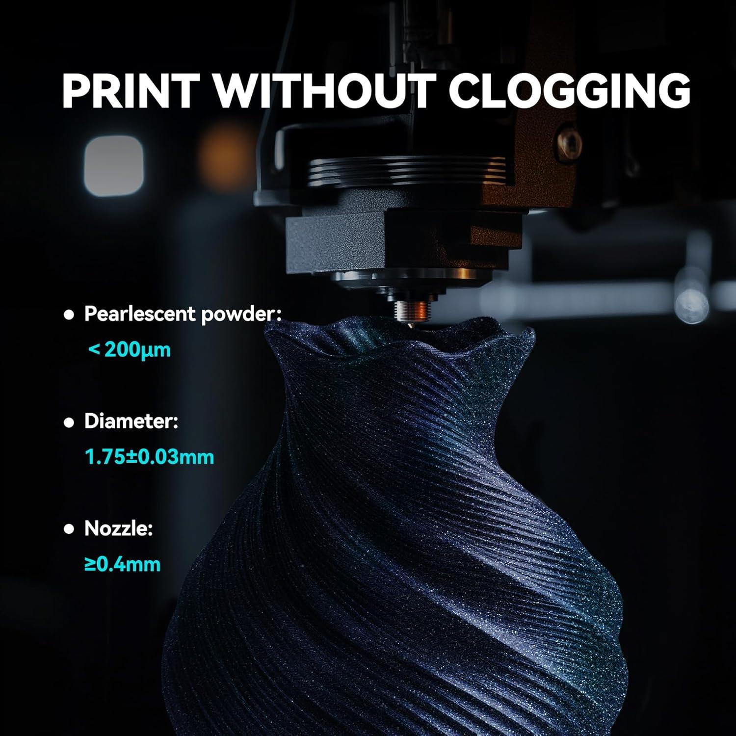 imageSUNLU Silk PLA Filament 175mm Neatly Wound Shiny PLA 3D Printer Filament Dimensional Accuracy  002mm Fit Most 3D Printers Good Vacuum Packaging 1kg Spool22lbs 330 Meters Silky SilverStars Flowinggalaxy Black