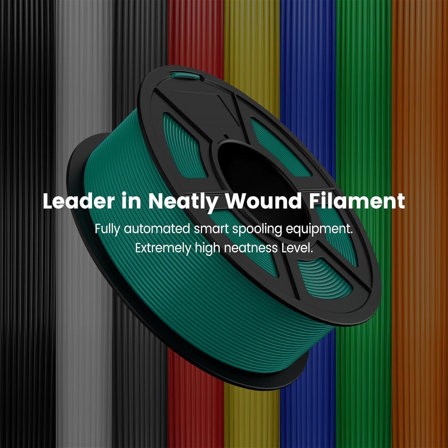 imageSUNLU Silk PLA Filament 175mm Neatly Wound Shiny PLA 3D Printer Filament Dimensional Accuracy  002mm Fit Most 3D Printers Good Vacuum Packaging 1kg Spool22lbs 330 Meters Silky SilverBundle 4000g Blackblackblackblack