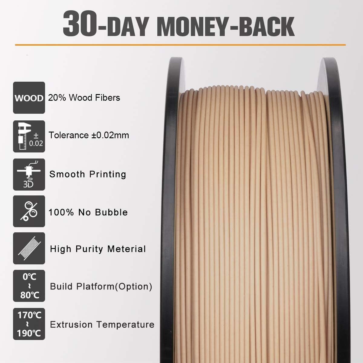 imageSUNLU Silk PLA Filament 175mm Neatly Wound Shiny PLA 3D Printer Filament Dimensional Accuracy  002mm Fit Most 3D Printers Good Vacuum Packaging 1kg Spool22lbs 330 Meters Silky SilverReal Wood Fiber Pla