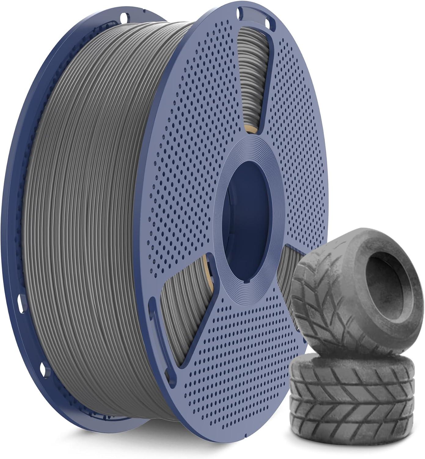 imageSUNLU TPU 3D Printer Filament 175mm High Speed 95A TPU Filament 1KG Flexible 3D Filament for Fast Printing Dimensional Accuracy  003mm Suitable for Most FDM 3D Printers Black1000g TPU Grey