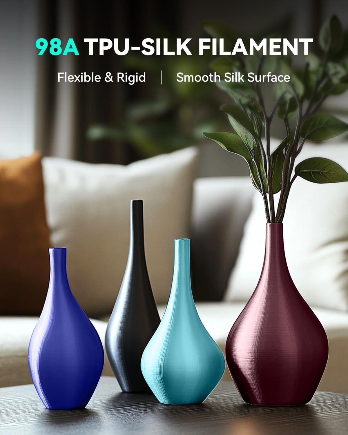 imageSUNLU TPUSilk 3D Printer Filament 98A TPU 175mm Glossy Silk Surface Flexible 1kg 22lbs BlackTpu Silk Burgundy Red